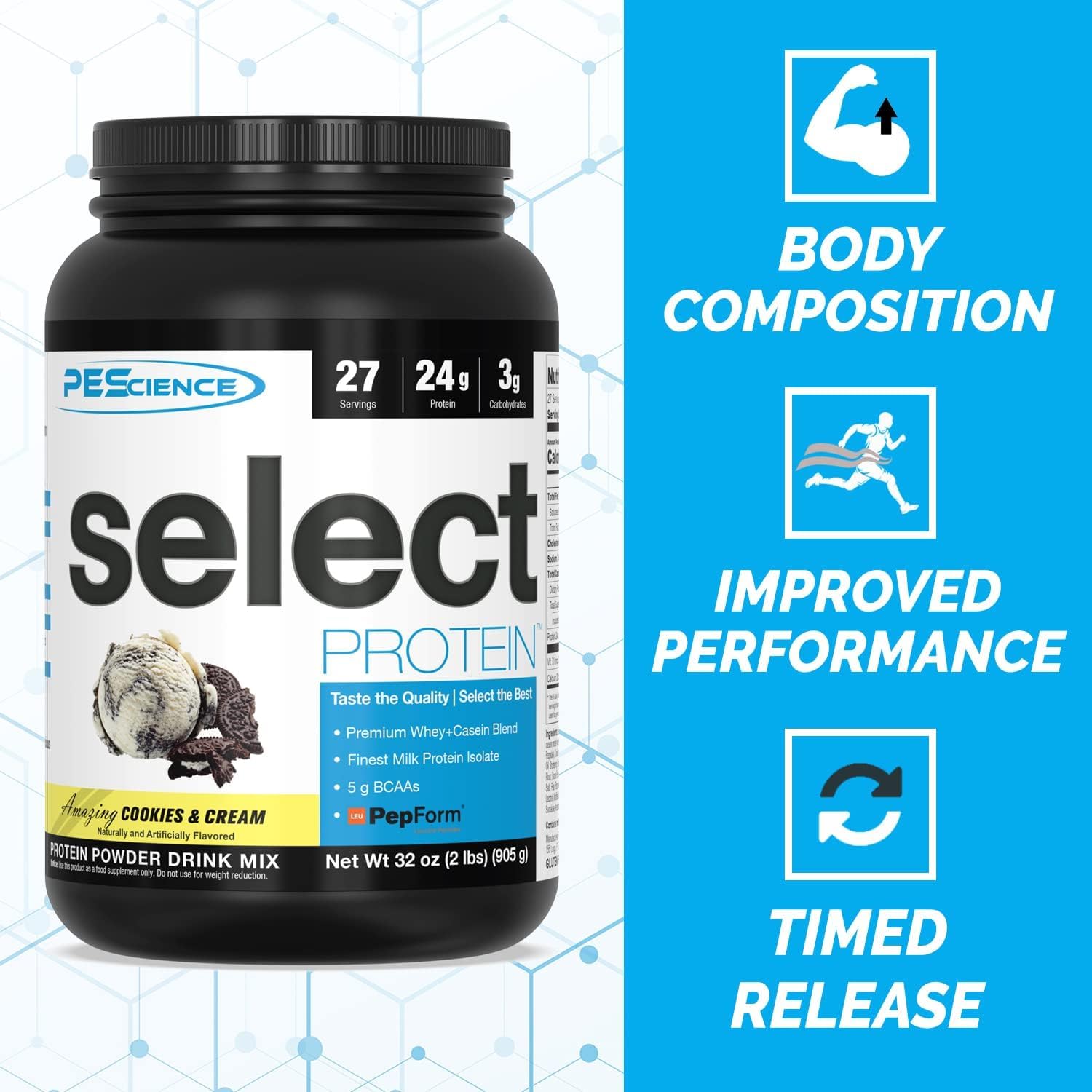PEScience Select Protein, Cookies and Cream, 27 Serving, Premium Whey and Casein PEScience uk supplements