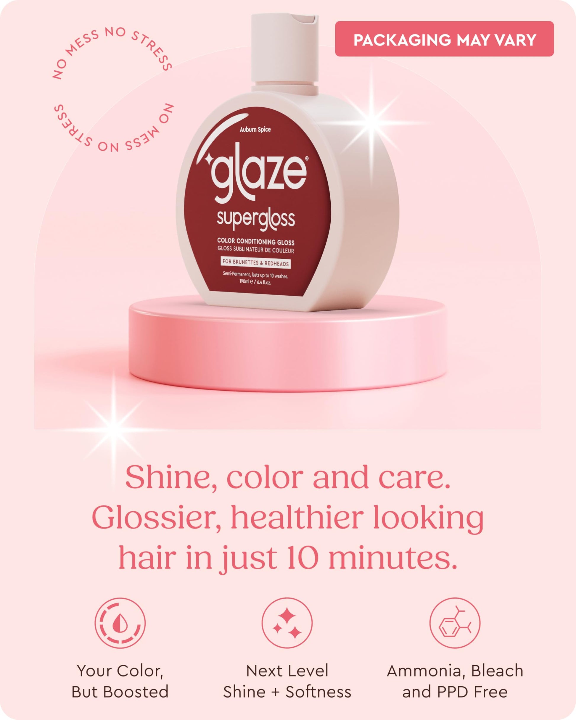 Glaze Color Conditioning Gloss - Tinted Moisturizer for Brown or Red Hair, Boosts Color and Shine, Repairs Damage - Auburn Spice, 6.4 oz glaze uk supplements