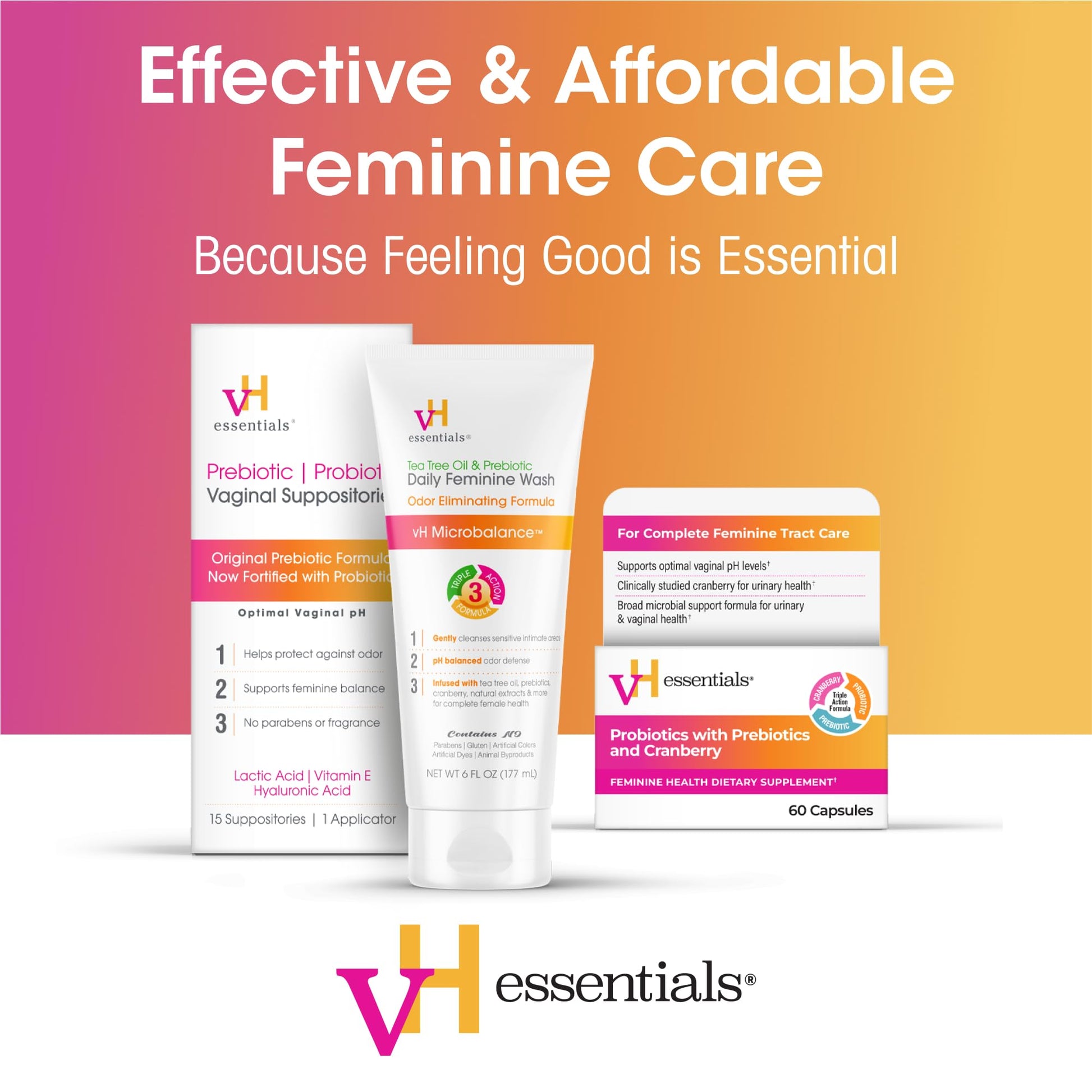 vH Essentials Boric Acid Plus Vaginal Suppositories, Prebiotic Infused with Soothing Aloe Vera, pH Support Formula Fights Odor and Promotes Freshness, 600mg Boric Acid, 30 Count vH essentials uk supplements