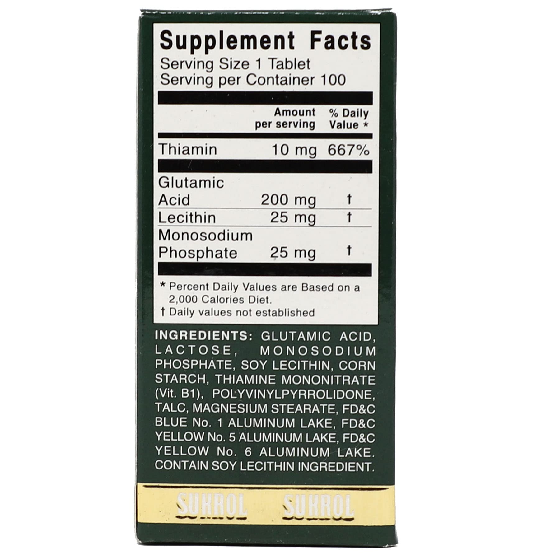 Sukrol, Vitamin, Improve Healthy Brain Function, 100 Tablets, Bottle Sukrol uk supplements