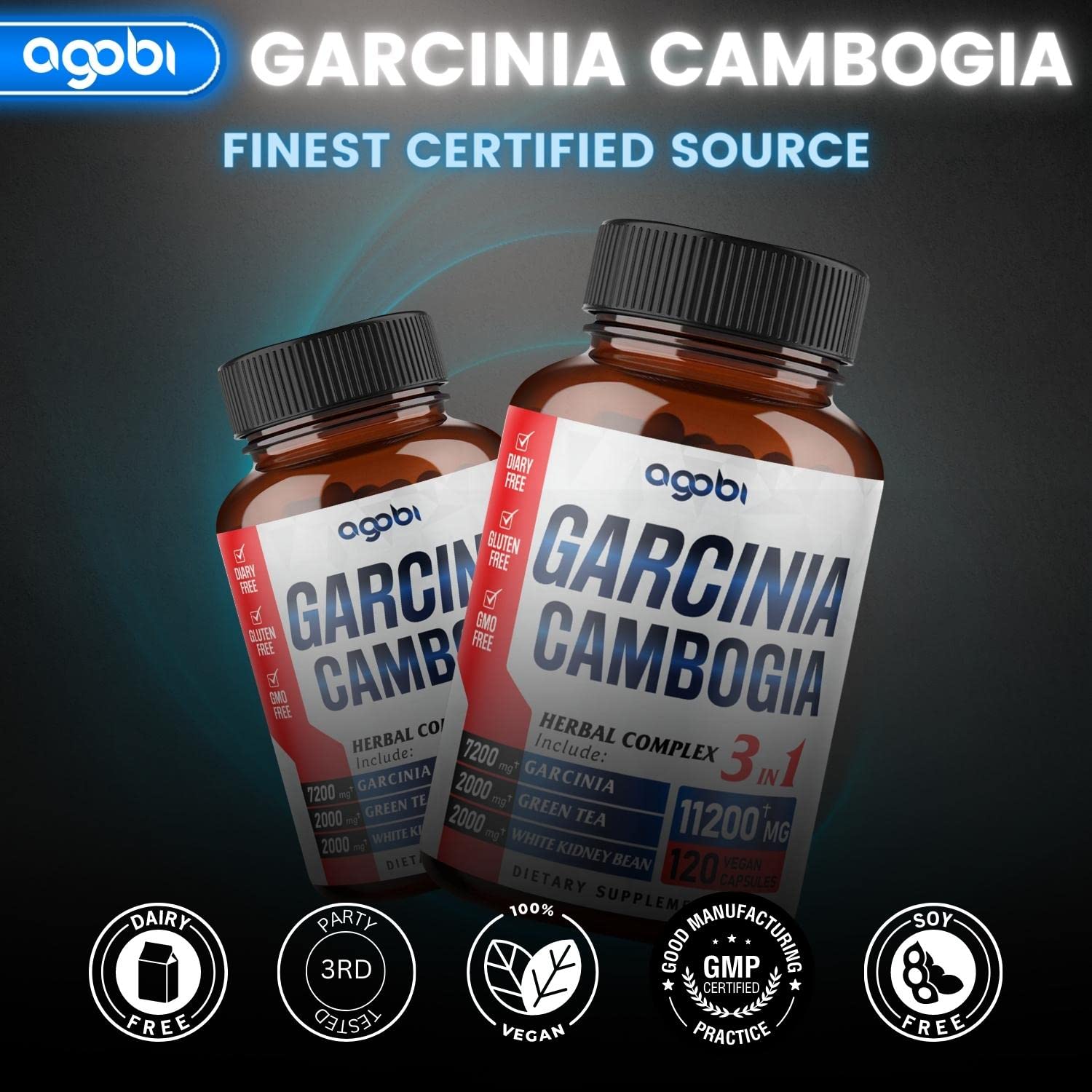 agobi 3in1 Garcinia Cambogia Extract Capsules - 11200mg Herbal Supplement for Body Health agobi uk supplements