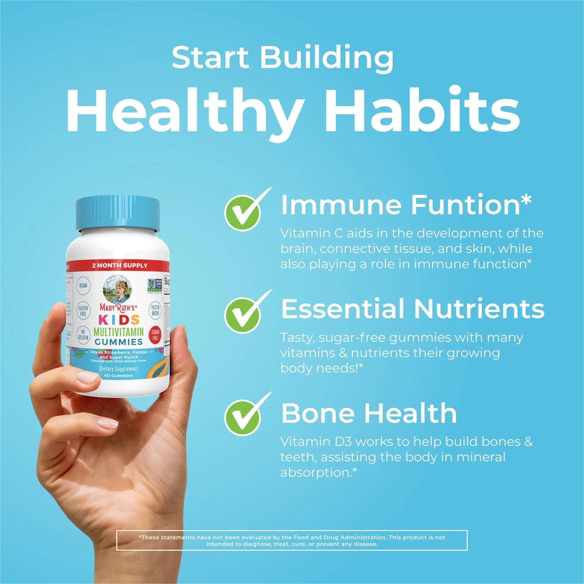MaryRuth Organics Multivitamin and Probiotic Gummies (Strawberry) for Kids | Clean Label Project Verified® | Vitamins for Gut Health MARYRUTH'S uk supplements
