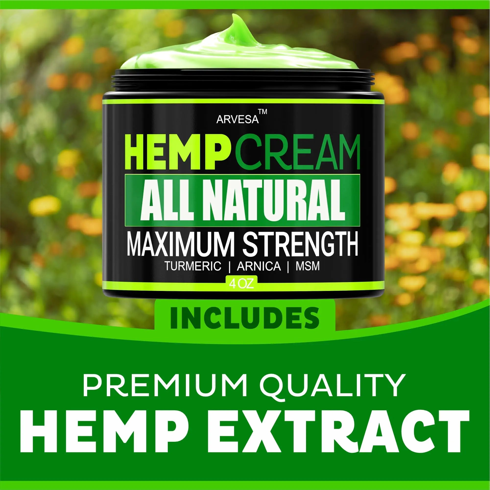 Natural Hemp Cream - Maximum Strength Gel - Hemp Cream with Arnica, MSM, Glucosamine, Menthol, Aloe, Turmeric, Boswellia - Fast Absorption, Non-Greasy, Lightweight - Advanced Formula - 4 oz Arvesa uk supplements