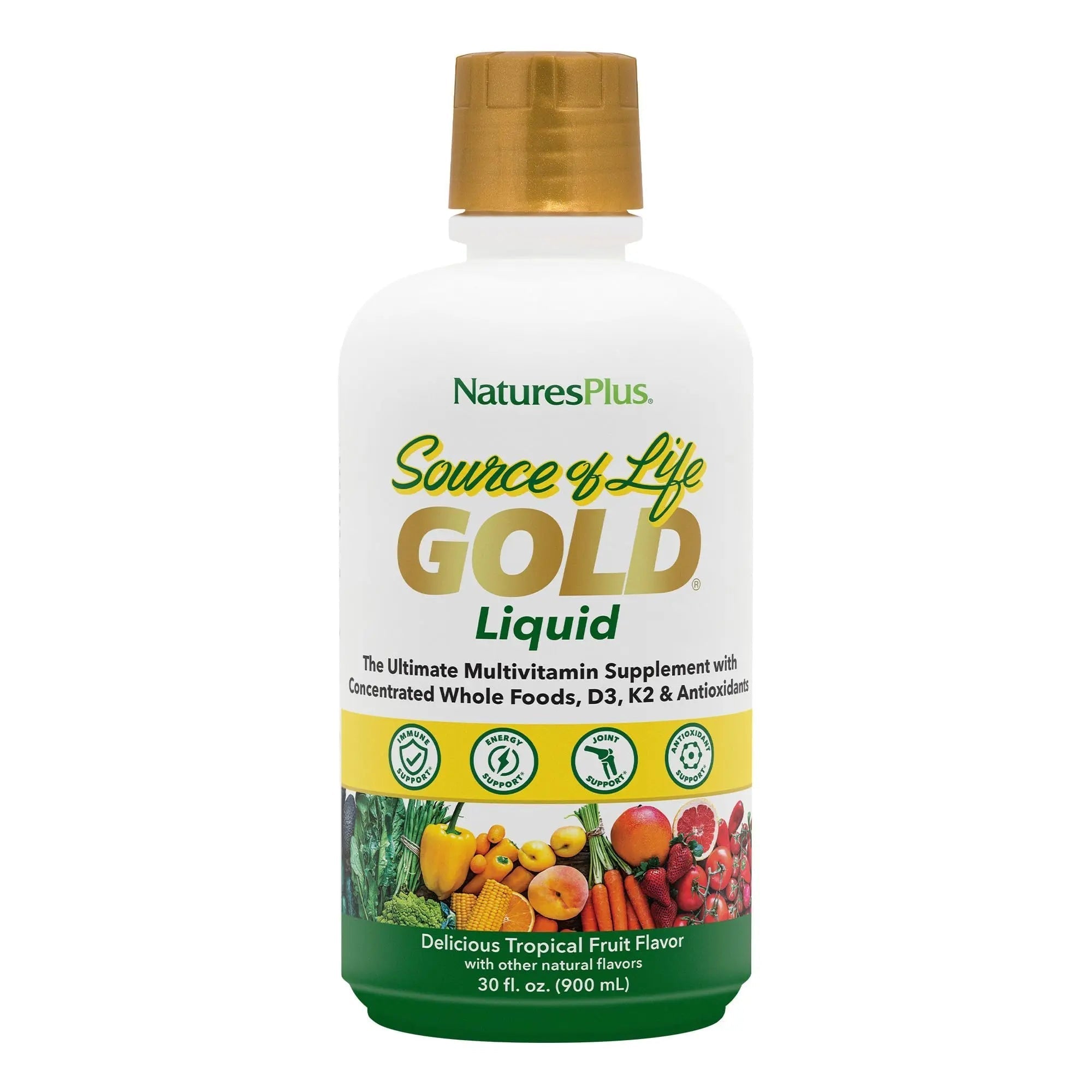 NaturesPlus Source of Life Gold Multivitamin Liquid - 30 oz - with Vitamins D3, B12 & K2 - Blood, Bone & Immune Support - Vegetarian & Gluten Free - 30 Servings NaturesPlus uk supplements