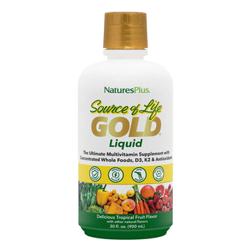 NaturesPlus Source of Life Gold Multivitamin Liquid - 30 oz - with Vitamins D3, B12 & K2 - Blood, Bone & Immune Support - Vegetarian & Gluten Free - 30 Servings NaturesPlus uk supplements