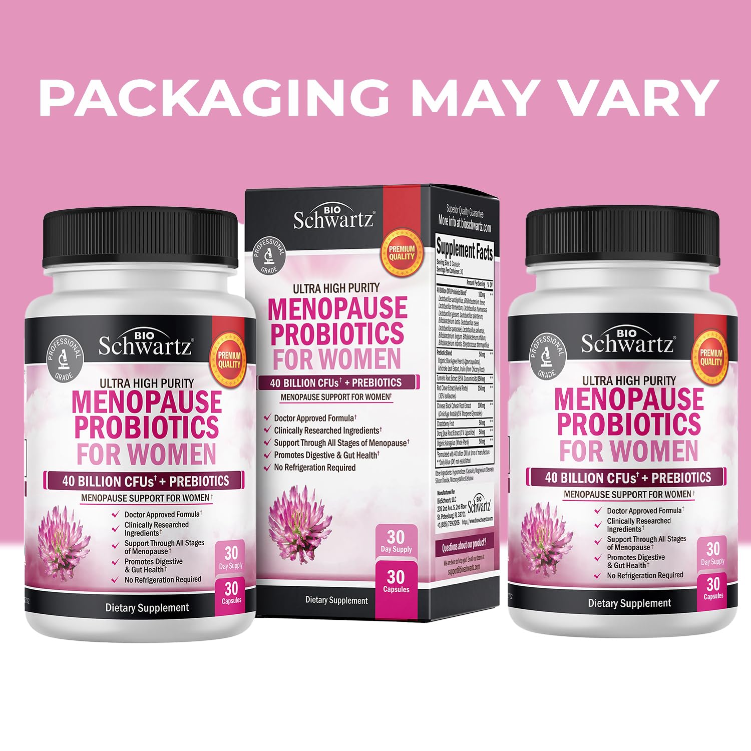 Menopause Support Probiotics for Women - Hot Flashes Night Sweats Mood Swings BioSchwartz uk supplements