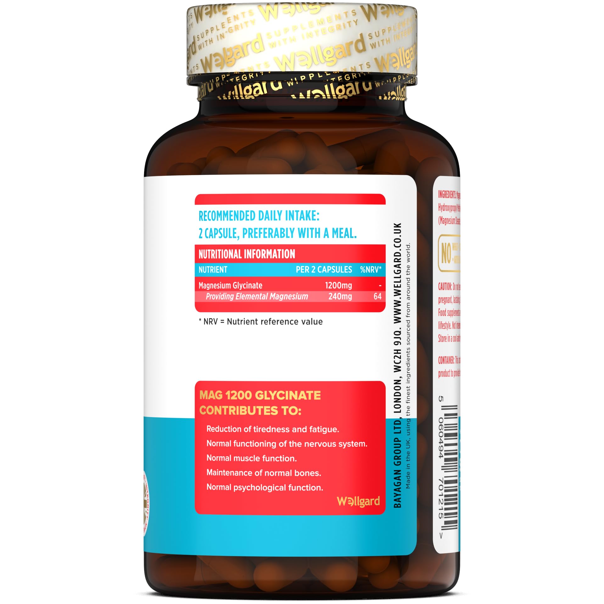 Wellgard Magnesium Glycinate, Mag 1200, High Strength Magnesium Bisglycinate Wellgard uk supplements