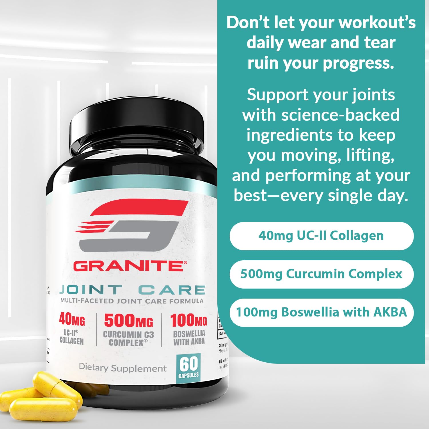 Granite Joint Care: Premium UC-II Collagen, Turmeric Curcumin C3, AKBA Boswellia + More - All-in-One Support for Joint Mobility, Comfort & Strength (60ct) Granite Supplements uk supplements