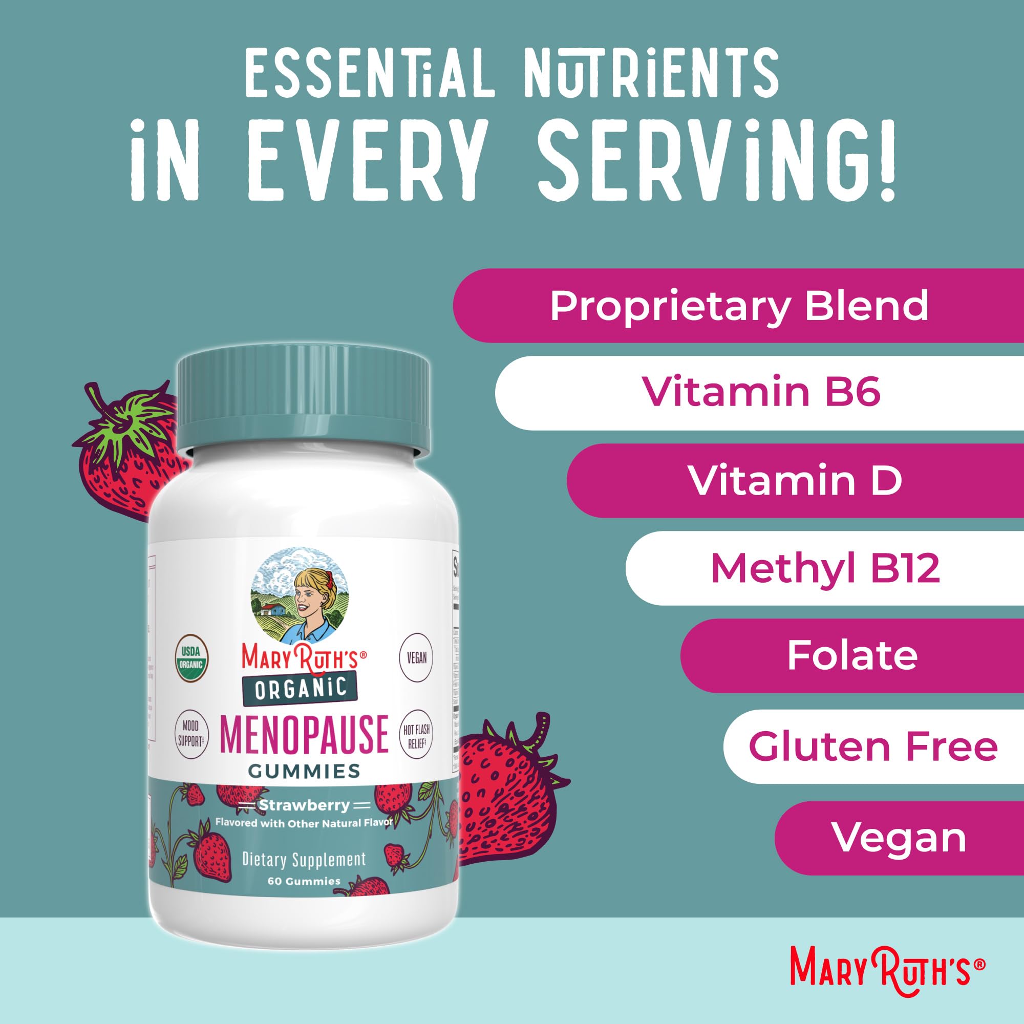 Organic Menopause Gummies by MaryRuth's | Menopause Supplements for Women | Mood Support | Hot Flash Relief | Maca Root | Black Cohosh | USDA Organic | Non-GMO | Vegan | 30 Servings MARYRUTH'S uk supplements