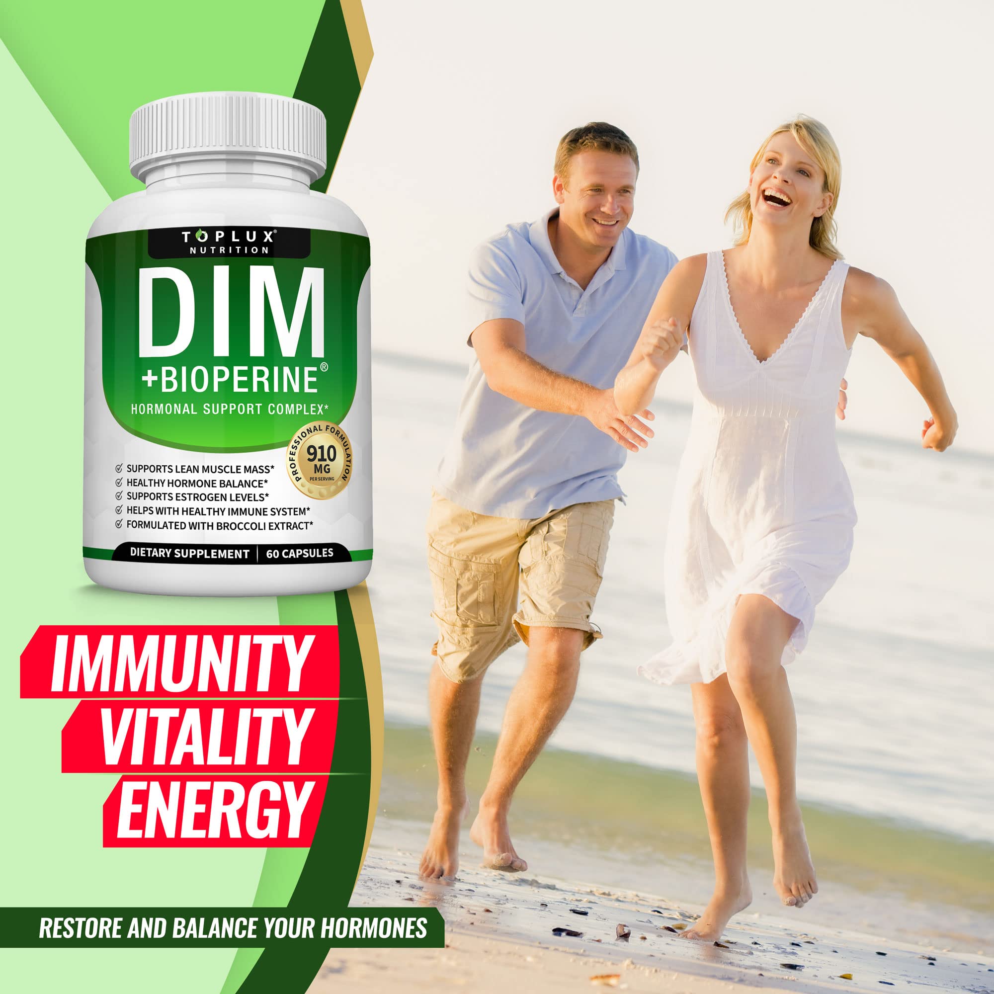Dim Supplement 910 mg Plus BioPerine Complex - Diindolylmethane to Support Hormone Balance Toplux uk supplements