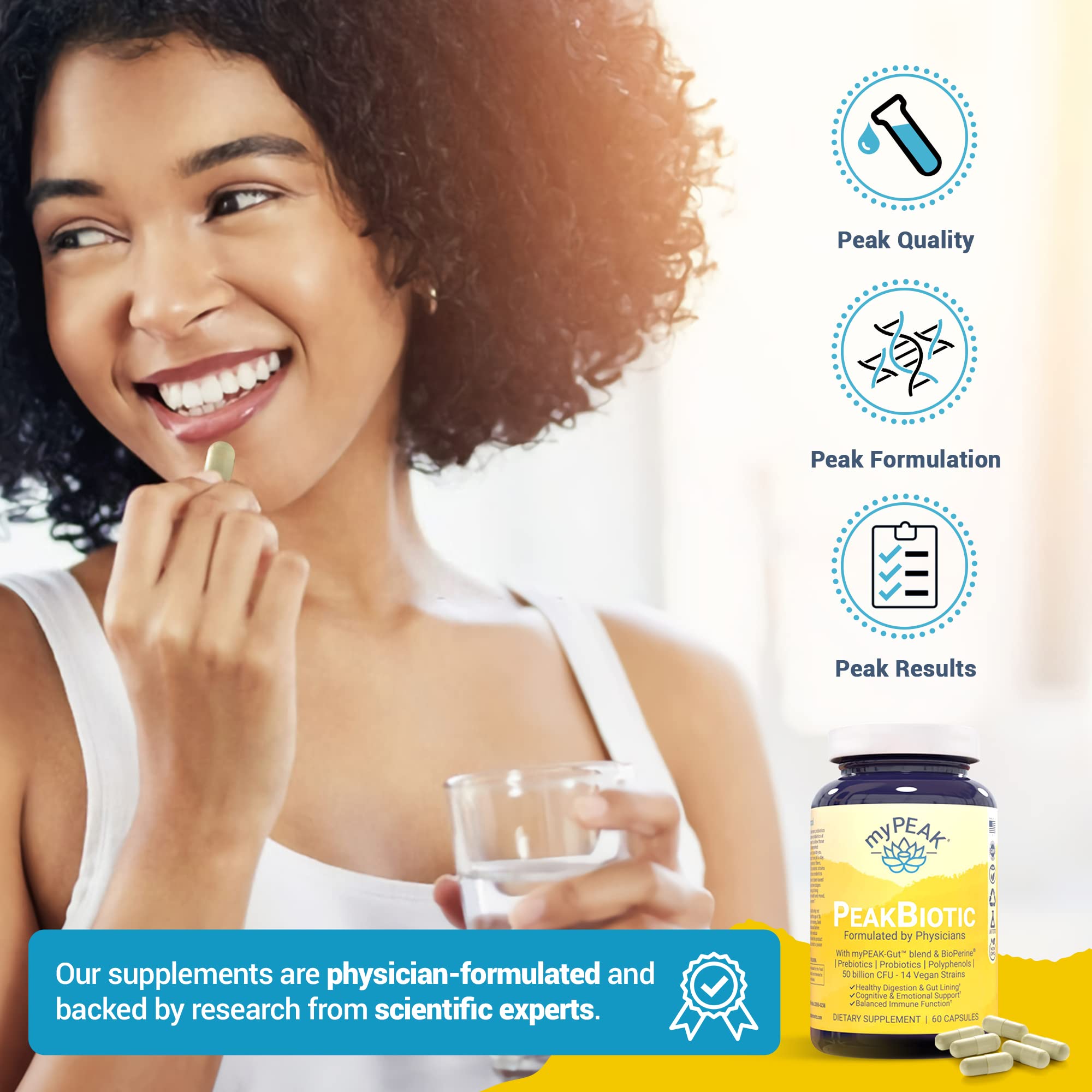 myPEAK PeakBiotic: The Ultimate Vegan Synbiotic with 50 Billion CFU Probiotics Prebiotics Postbiotics Modbiotics and Gut Lining to Enhance Digestion, Skin, and Mood with 2-Month Supply, 60 Capsules myPEAK uk supplements