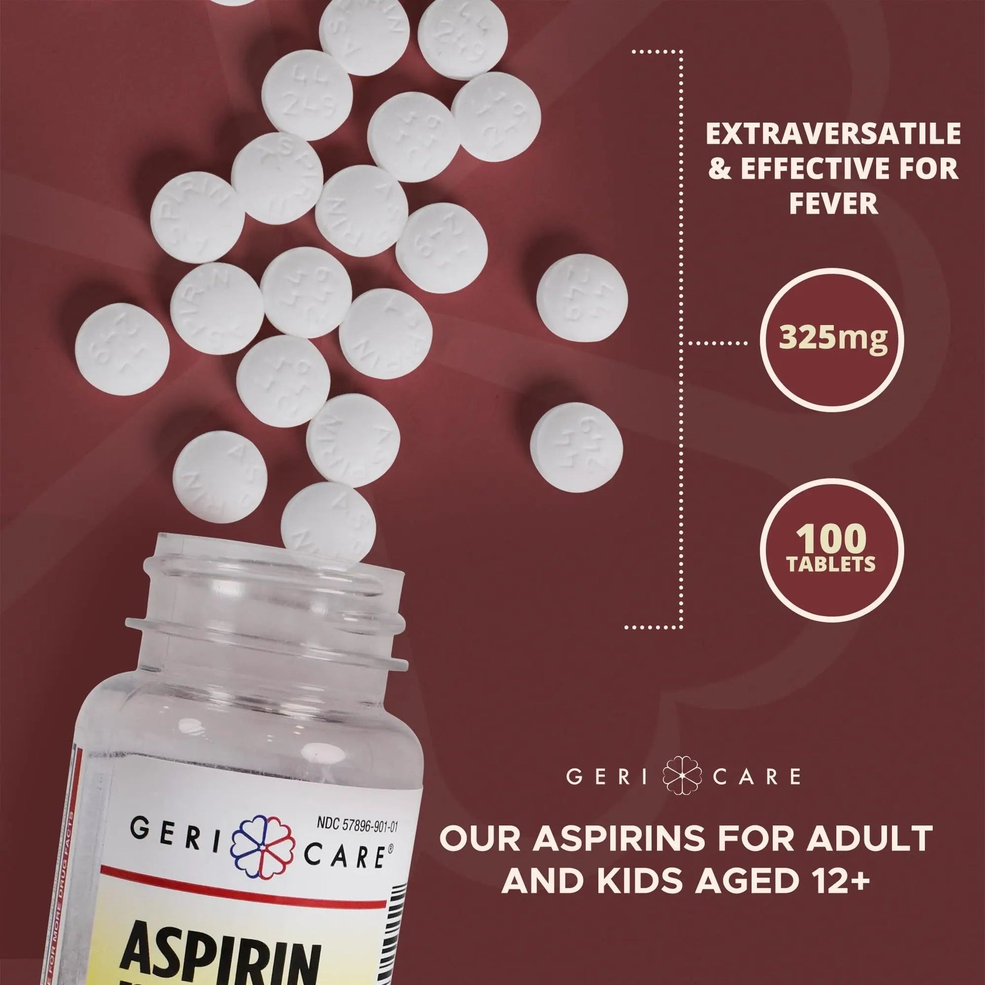 GeriCare Bottled Aspirin 325mg 100 Count Bottle (Pack of 1) GeriCare uk supplements