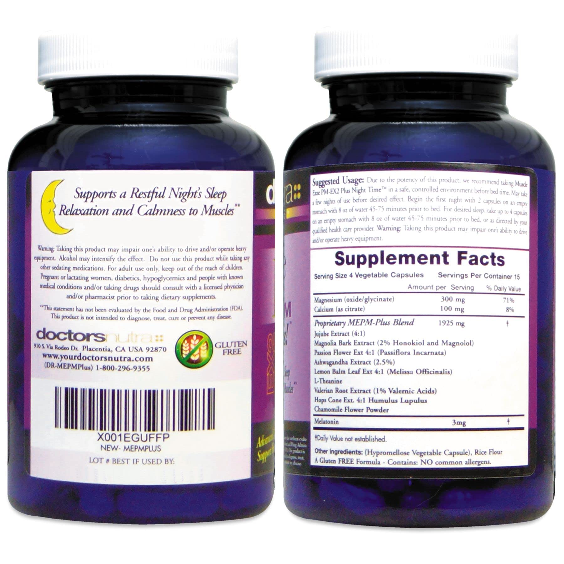 Muscle Ezze PM Plus Night Time Capsules by Doctors Nutra - Nighttime Use - Gluten-Free - 60 Capsules Doctors Nutra Nutraceuticals uk supplements