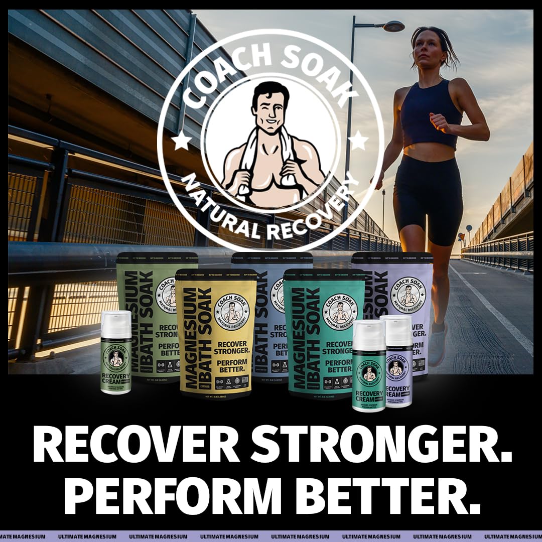 Coach Soak Magnesium Cream with MSM in Pump Bottle - Natural Recovery Cream with Magnesium Chloride & Menthol - Fast-Absorbing for Muscles & Joints, Lavender 3.4oz Coach Soak uk supplements