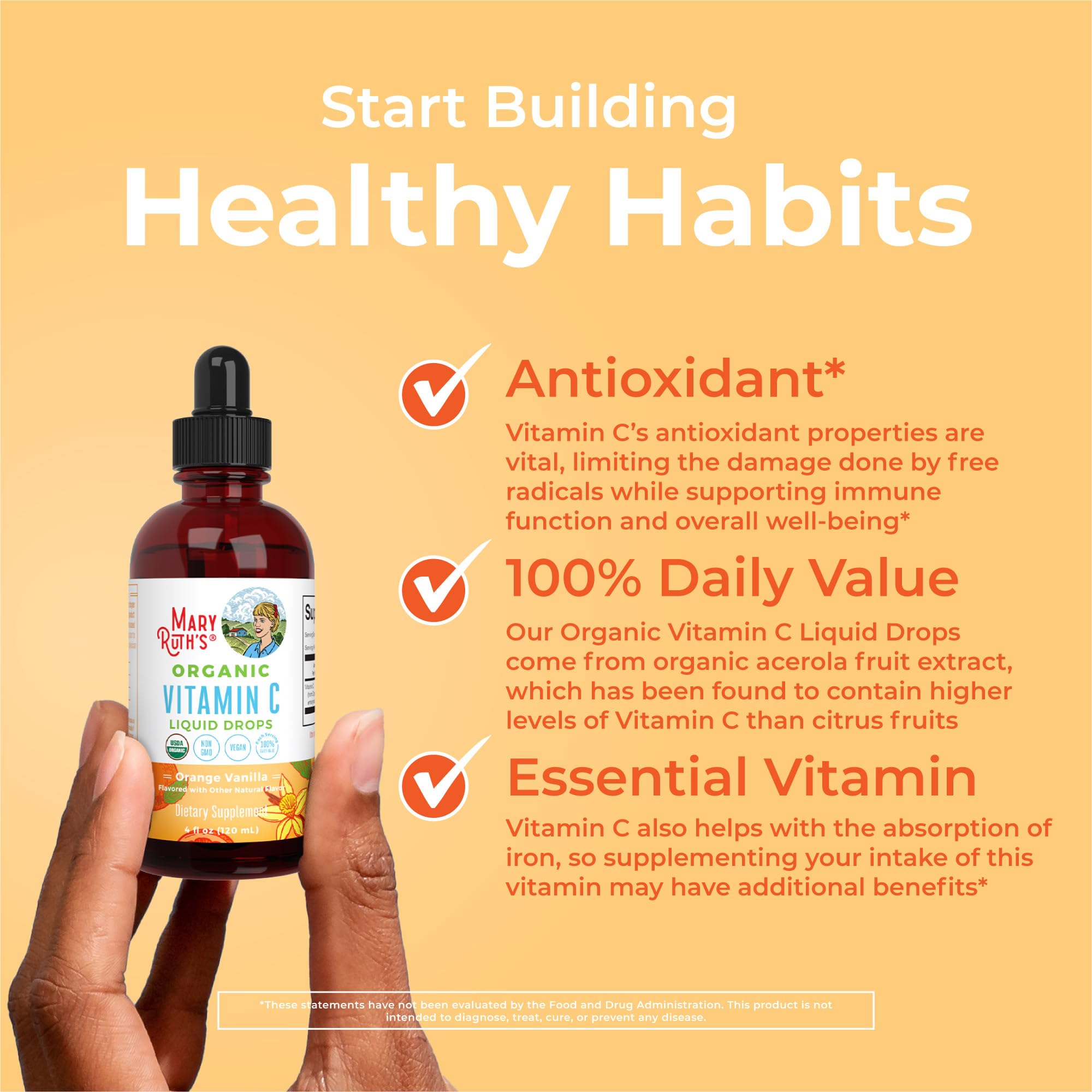 MaryRuth Organics Organic Vitamin C Supplement | Liquid Vitamin C Liquid Drops for Adults & Kids | Immune Support Supplement for Overall Health | Vegan | Non-GMO | Gluten Free | 4 Fl Oz MARYRUTH'S uk supplements