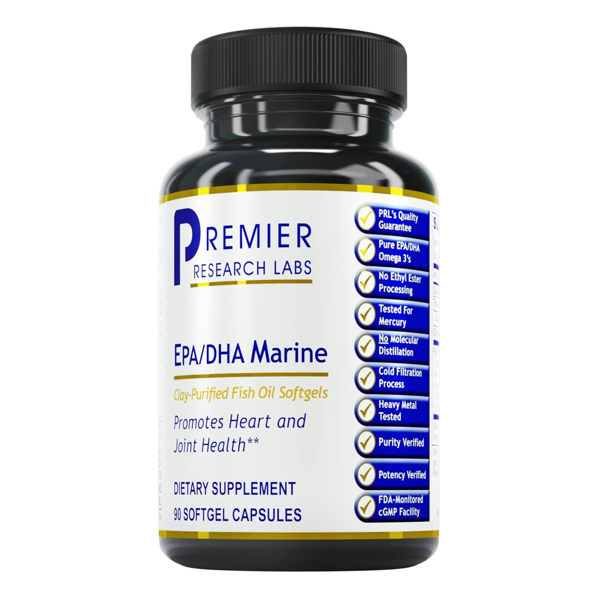 Premier Research Labs EPA DHA Marine Softgels - Omega 3 Fish Oil, EPA DHA Omega 3 Supplement, Fatty Acids for Women & Men, Natural - 90 Softgel Capsules Premier Research Labs uk supplements