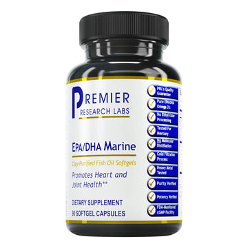 Premier Research Labs EPA DHA Marine Softgels - Omega 3 Fish Oil, EPA DHA Omega 3 Supplement, Fatty Acids for Women & Men, Natural - 90 Softgel Capsules Premier Research Labs uk supplements