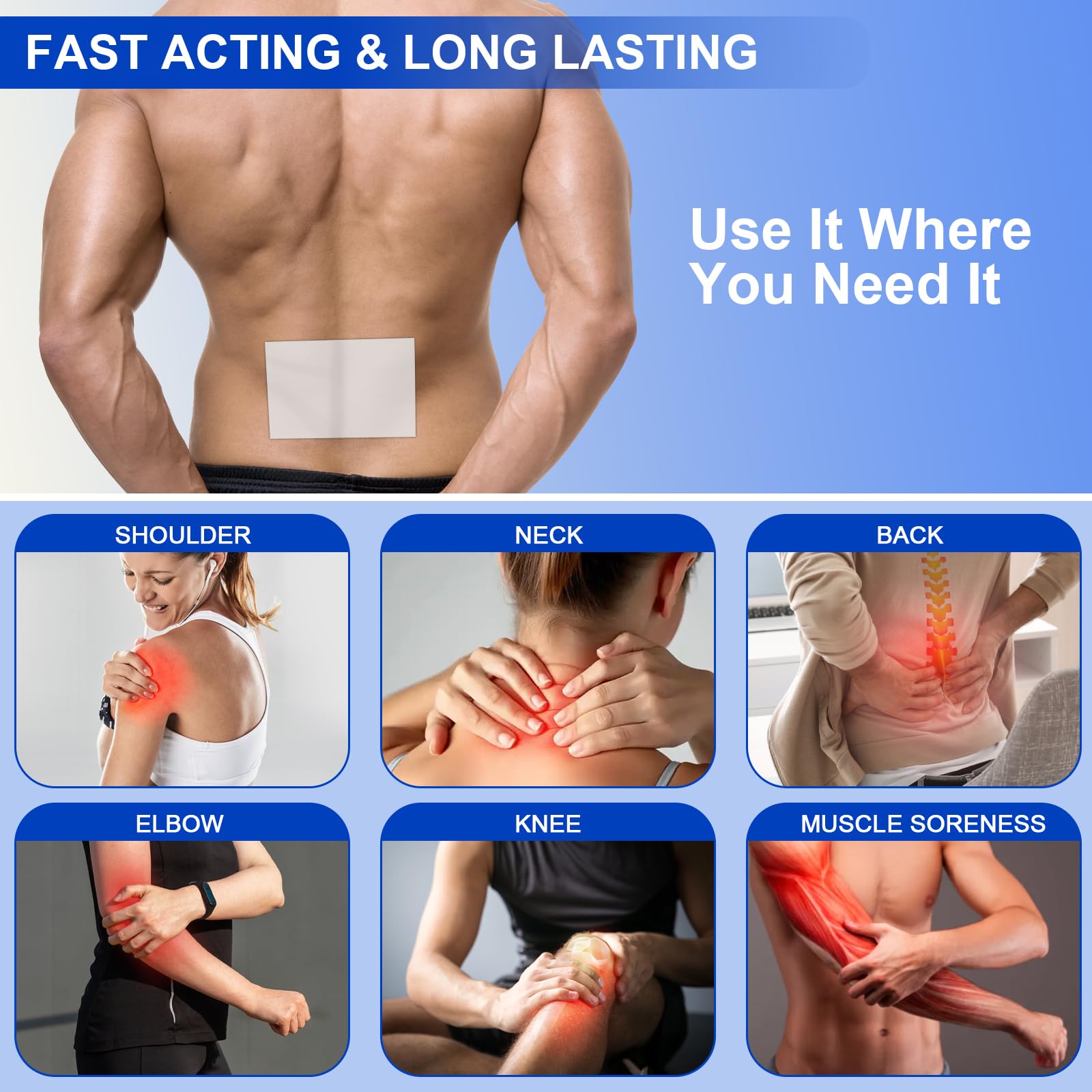 AROSLU Lidocaine Pain Relief Patches Maximum Strength Numbing Gel Patch for Back Knee Neck Shulder Joint Ache Muscle Soreness ICY Compress Topical 20-PCS AROSLU uk supplements