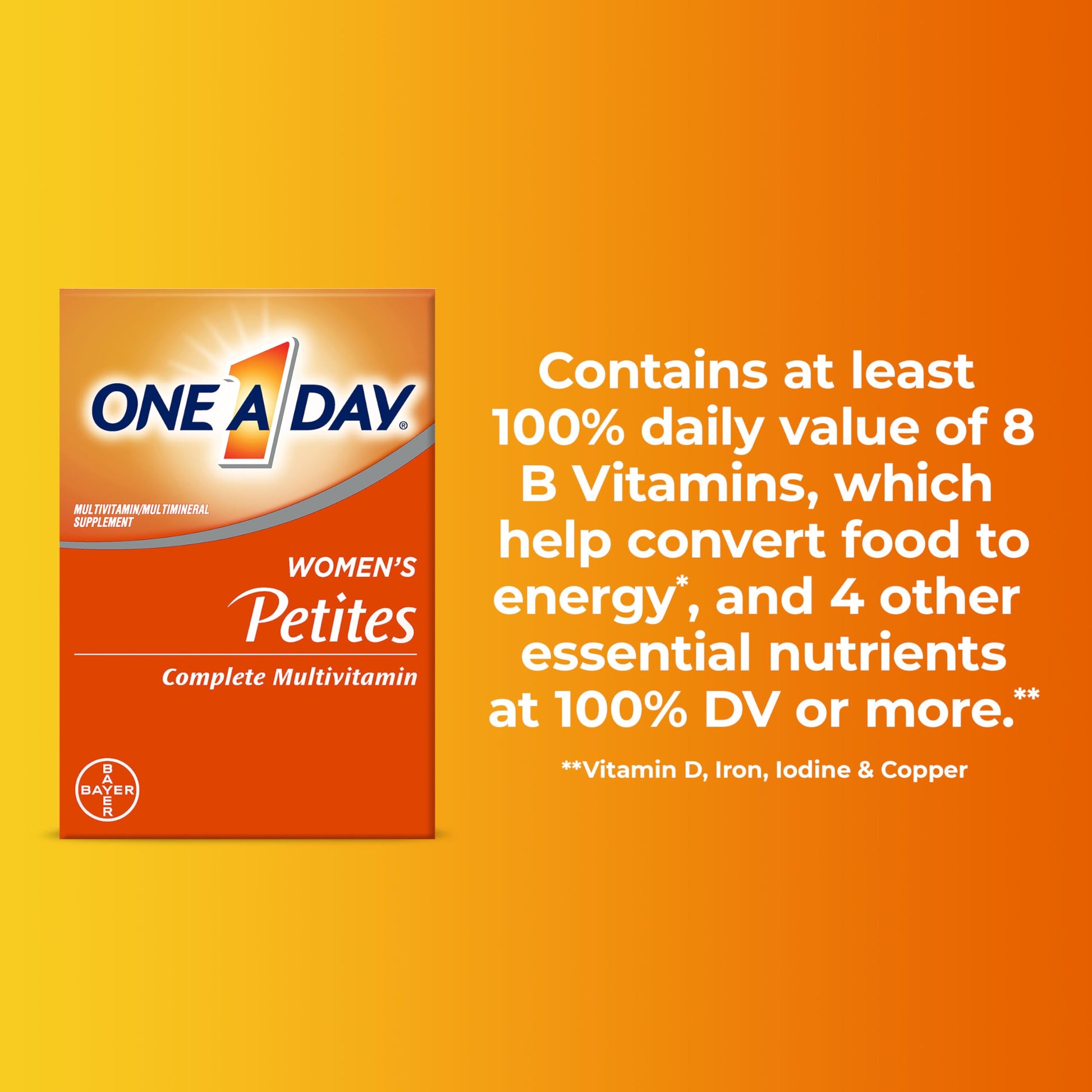 One A Day Women’s Petites Multivitamin,Supplement with Vitamin A, C, D, E and Zinc for Immune Health Support, B Vitamins, Biotin, Folate (as folic acid) ONE A DAY uk supplements