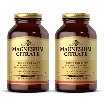 Solgar Magnesium Citrate - 120 Tablets, Pack of 2 - Promotes Healthy Bones, Supports Nerve & Muscle Function - Highly Absorbable - Non-GMO, Vegan, Gluten Free, Kosher - 120 Total Servings Solgar uk supplements