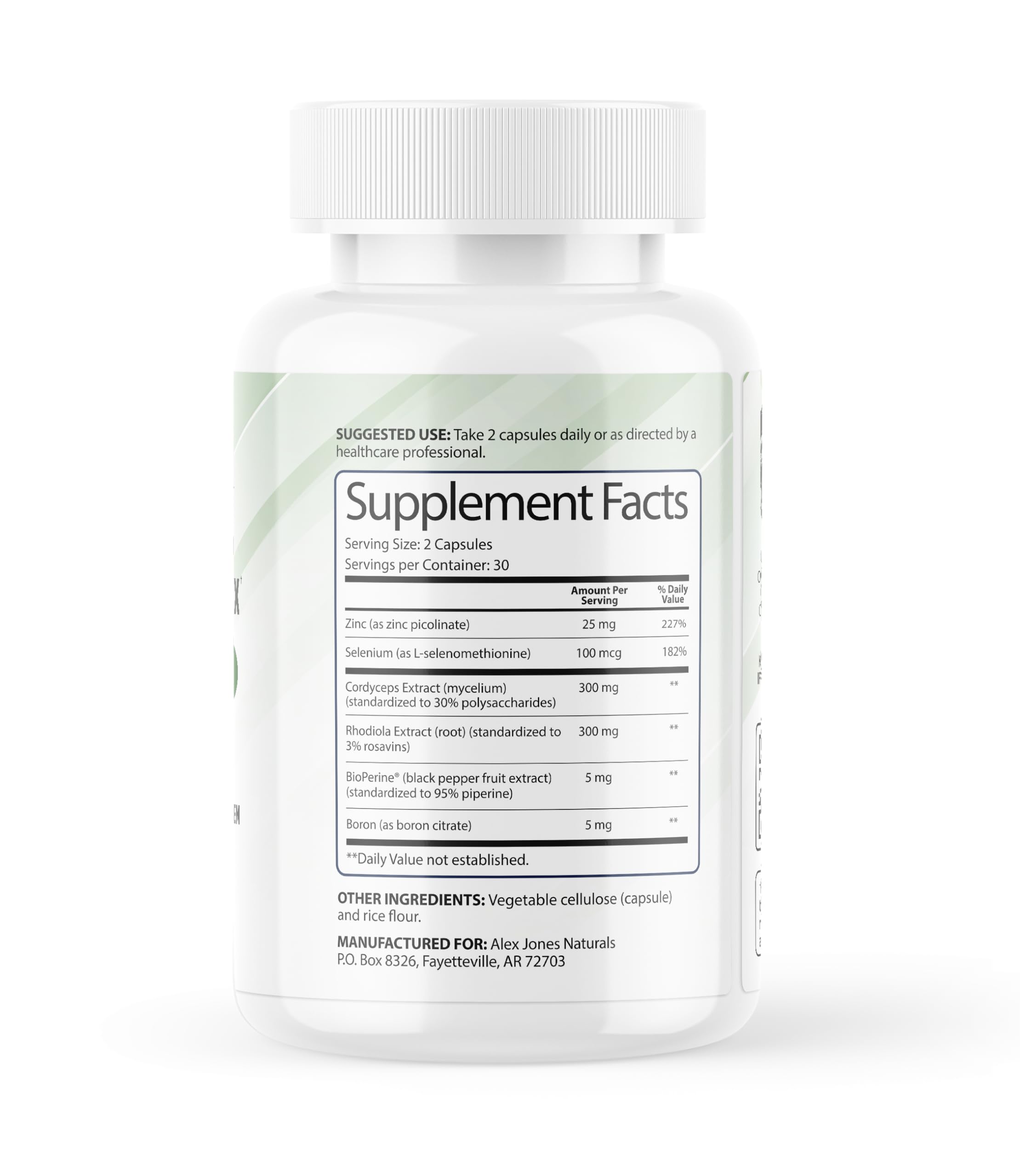 Adaptogenic Mushrooms with Cordyceps & Rhodiola – Daily Blend with Zinc, Selenium & Boron –Vegan Mushroom Capsules Supplement for Active Lifestyles – No Fillers or Additives – 60 Count Alex Jones Naturals uk supplements