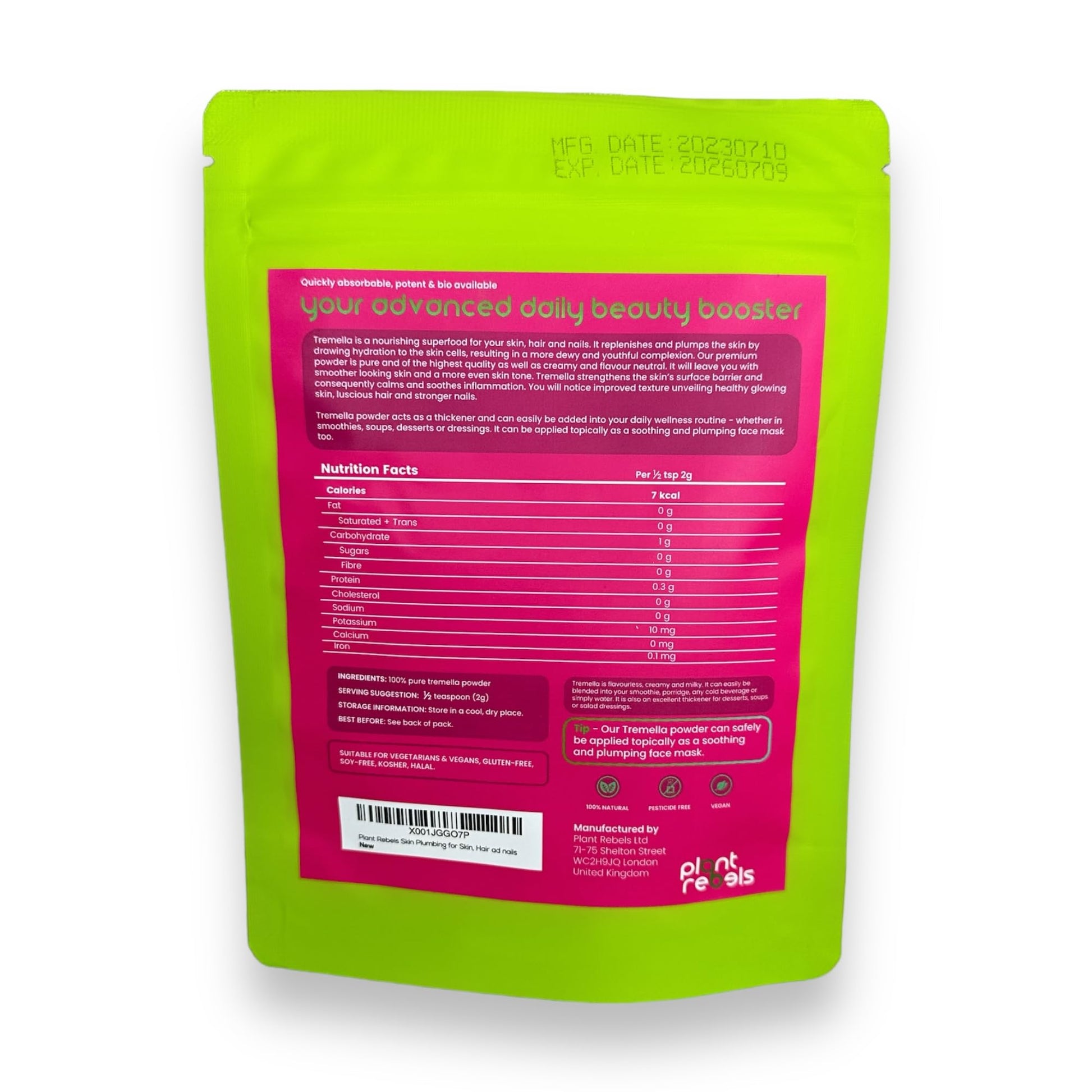 Plant Rebels Pure Tremella Mushroom Extract Powder | Vegan Collagen | Anti Aging Plant Rebels uk supplements