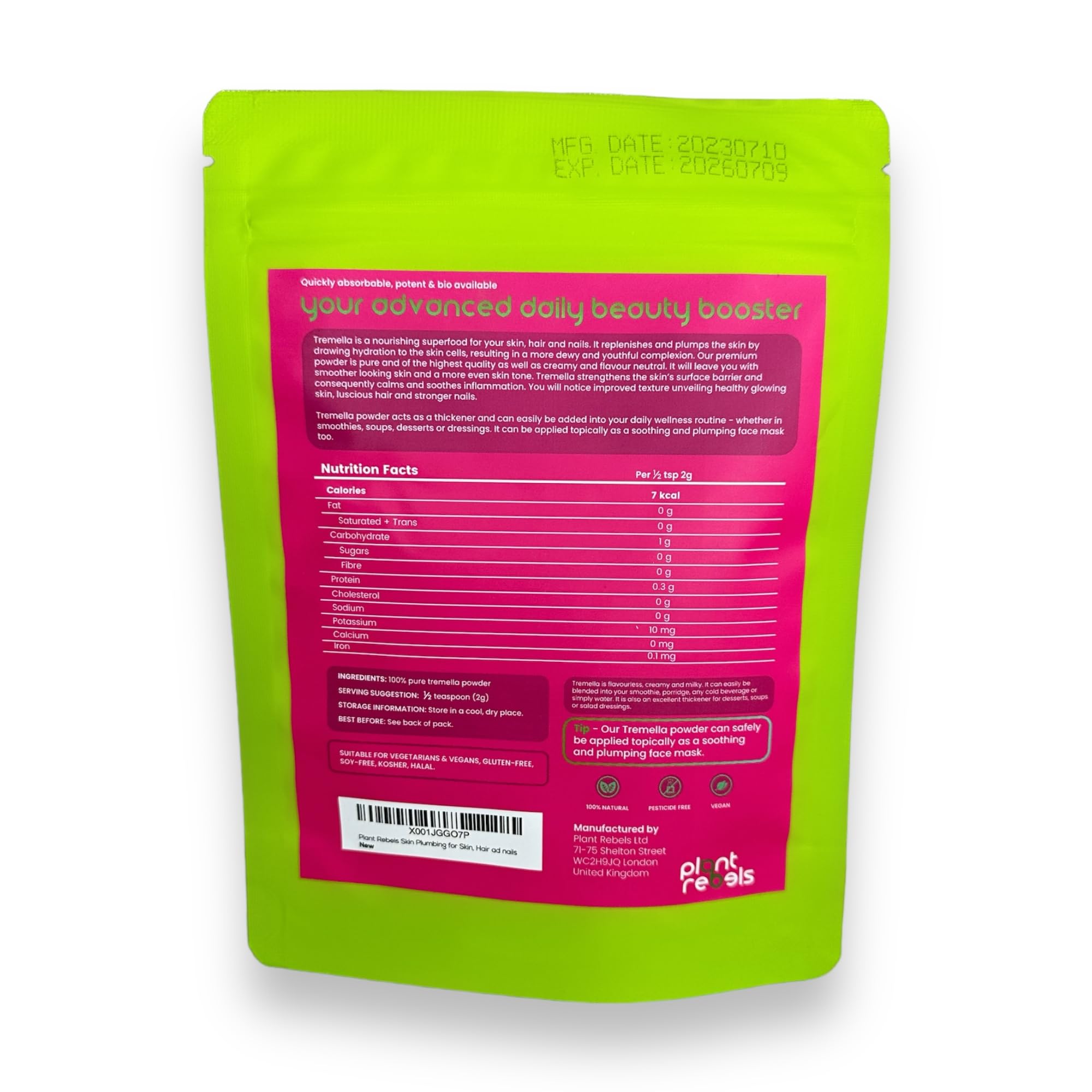 Plant Rebels Pure Tremella Mushroom Extract Powder | Vegan Collagen | Anti Aging Plant Rebels uk supplements