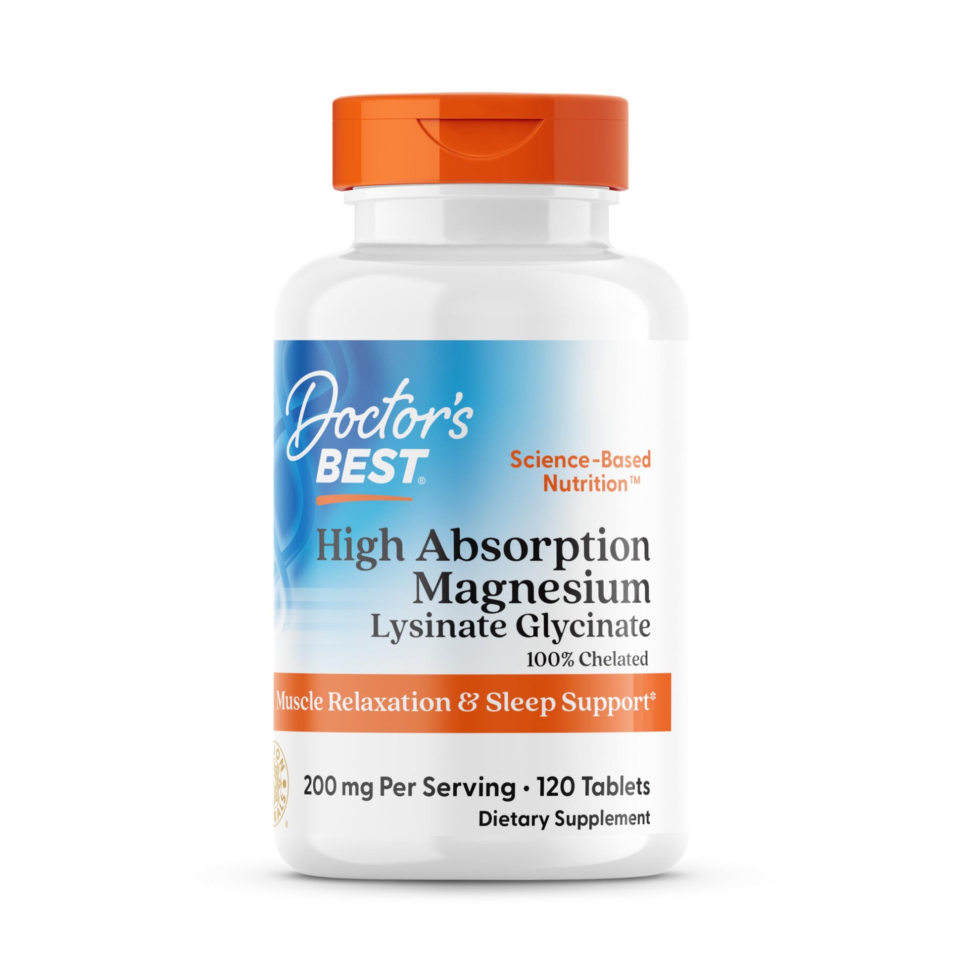 Doctor's Best High Absorption Magnesium Glycinate Lysinate Supplement for Sleep Support - Chelated Magnesium Tablets for Women & Men, 200mg per Serving, Supports Calm & Relaxation, Vegan - 120 Count Doctor's BEST uk supplements