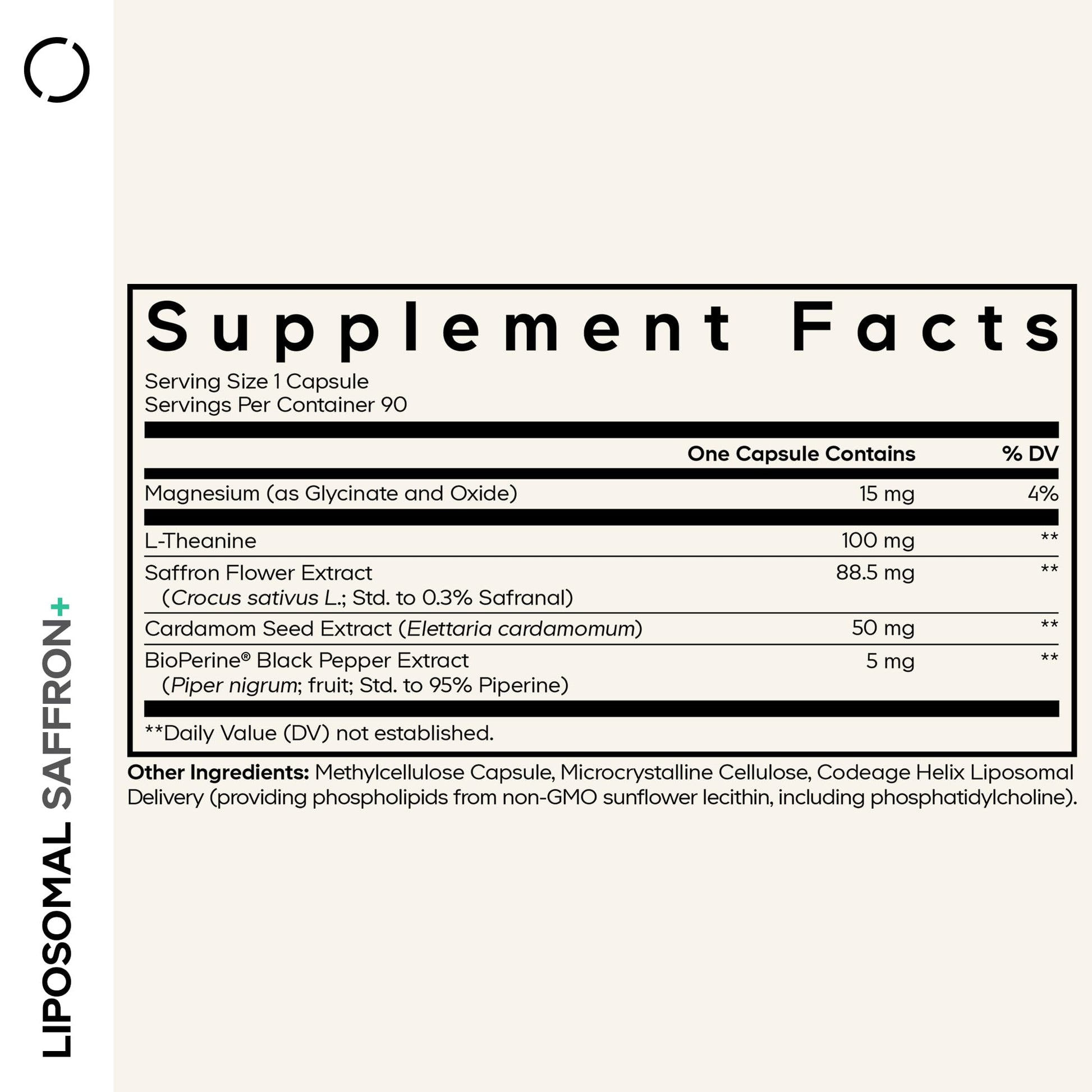 Codeage Liposomal Saffron+ Supplement - Saffron Extract, Magnesium, L-Theanine, Cardamom, BioPerine - 3-Month Supply - Kesar Spice, Liposomal Delivery - Non-GMO - 90 Capsules Codeage uk supplements