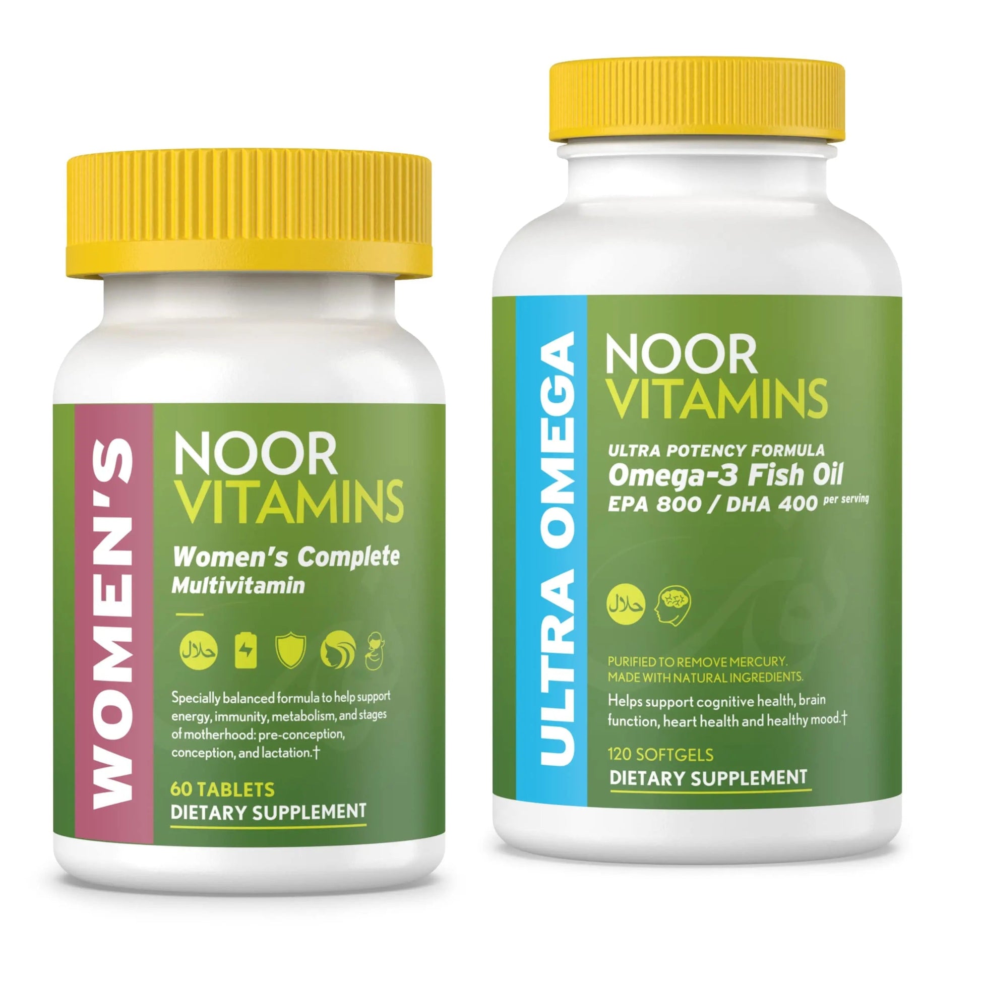 Noor Vitamins Women's Multivitamin and Omega Fish Oil Supplement Bundle Noor Vitamins uk supplements