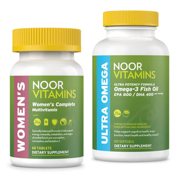 Noor Vitamins Women's Multivitamin and Omega Fish Oil Supplement Bundle Noor Vitamins uk supplements