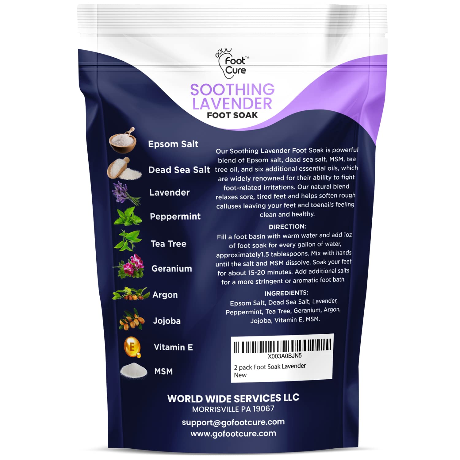 Soothing Lavender Foot Soak with Epsom Salt - Best Toenail Treatment, & Softens Calluses FOOT CURE uk supplements