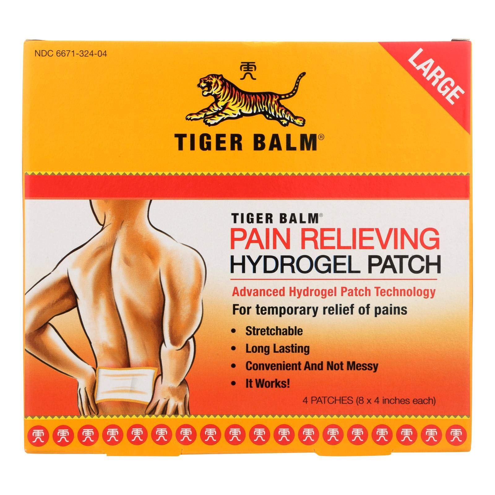Tiger Balm Pain Relieving Patch Large, 4 Count (Pack of 6) Tiger Balm uk supplements
