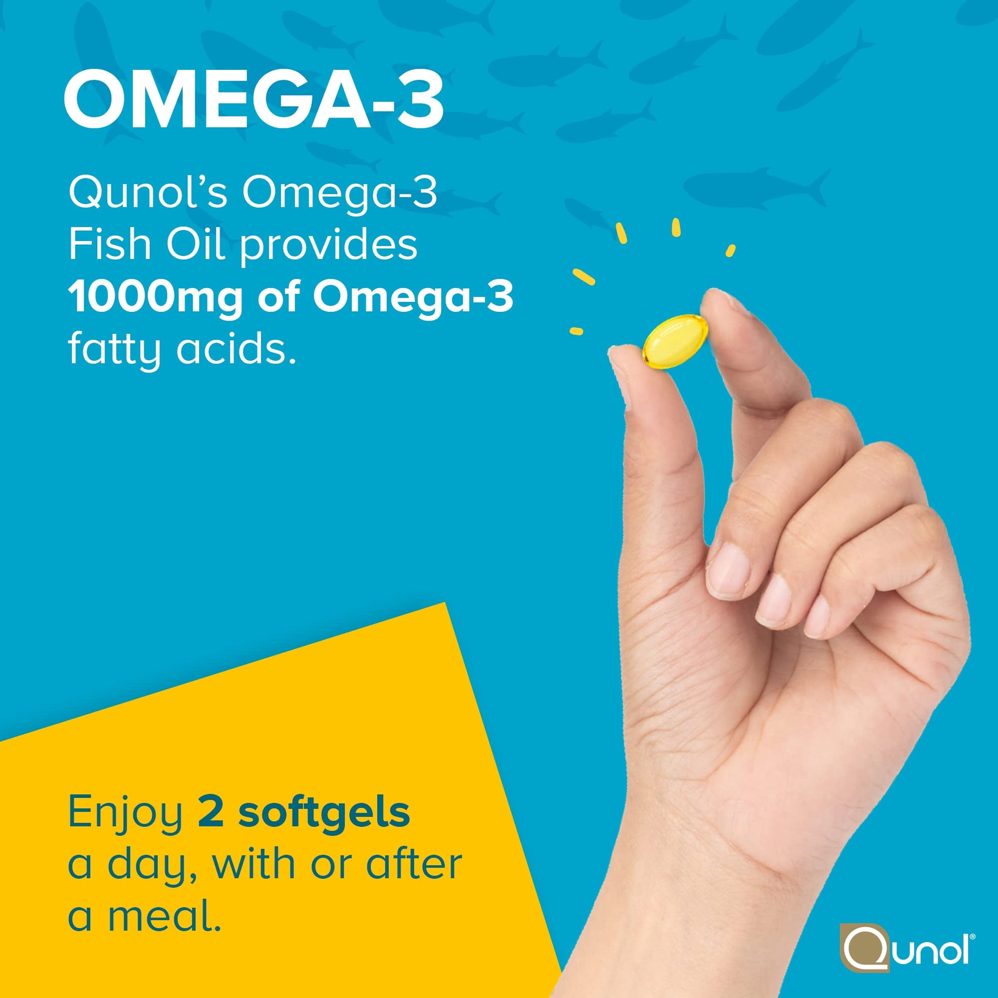 Qunol Fish Oil Omega 3 Mini Softgels, 1000mg Omega 3 EPA + DHA, Ultra Pure Supplements, Heart Health Support, Lemon Flavor, Easy to Swallow Minis, 3 Month Supply, 180 Count Qunol uk supplements