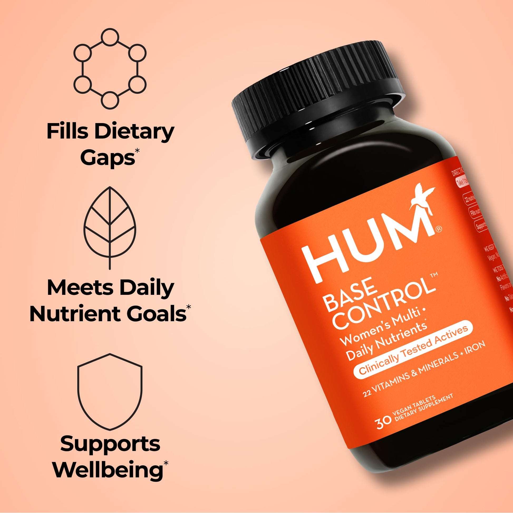 HUM Base Control Multivitamin for Women with Vitamin C, Iron, Biotin, Zinc, B Complex, Daily Women's Multivitamin, 22 Essential Vitamins & Minerals HUM uk supplements