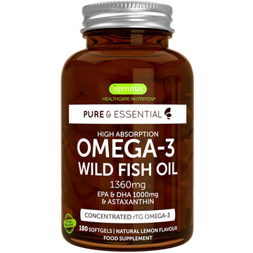 Omega-3 Wild Fish Oil & Astaxanthin, The Most Advanced High Absorption rTG Omega-3 Igennus Healthcare Nutrition uk supplements