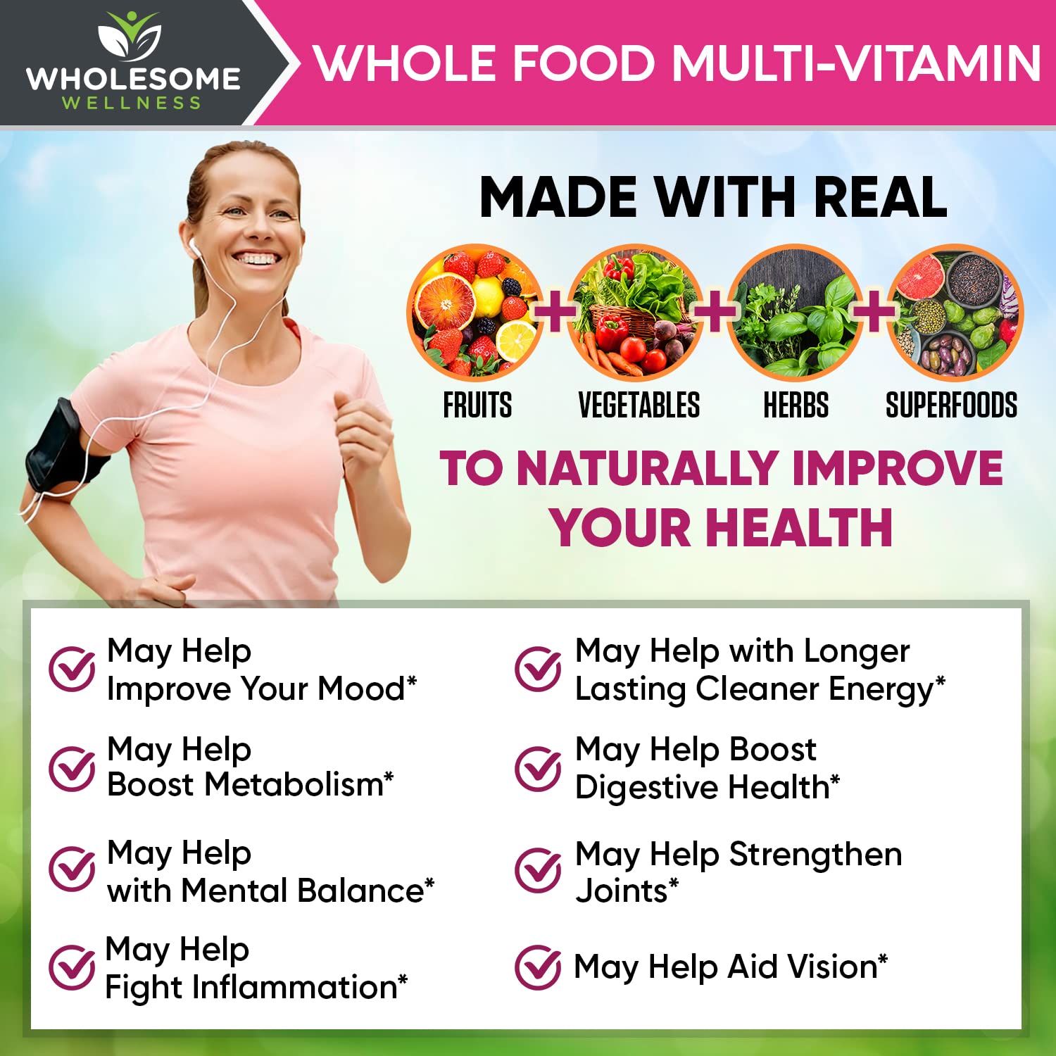 Wholesome Wellness Whole Food Multivitamin for Women - Natural Multi Vitamins, Minerals, Organic Extracts - 120 Tablets Wholesome Wellness uk supplements