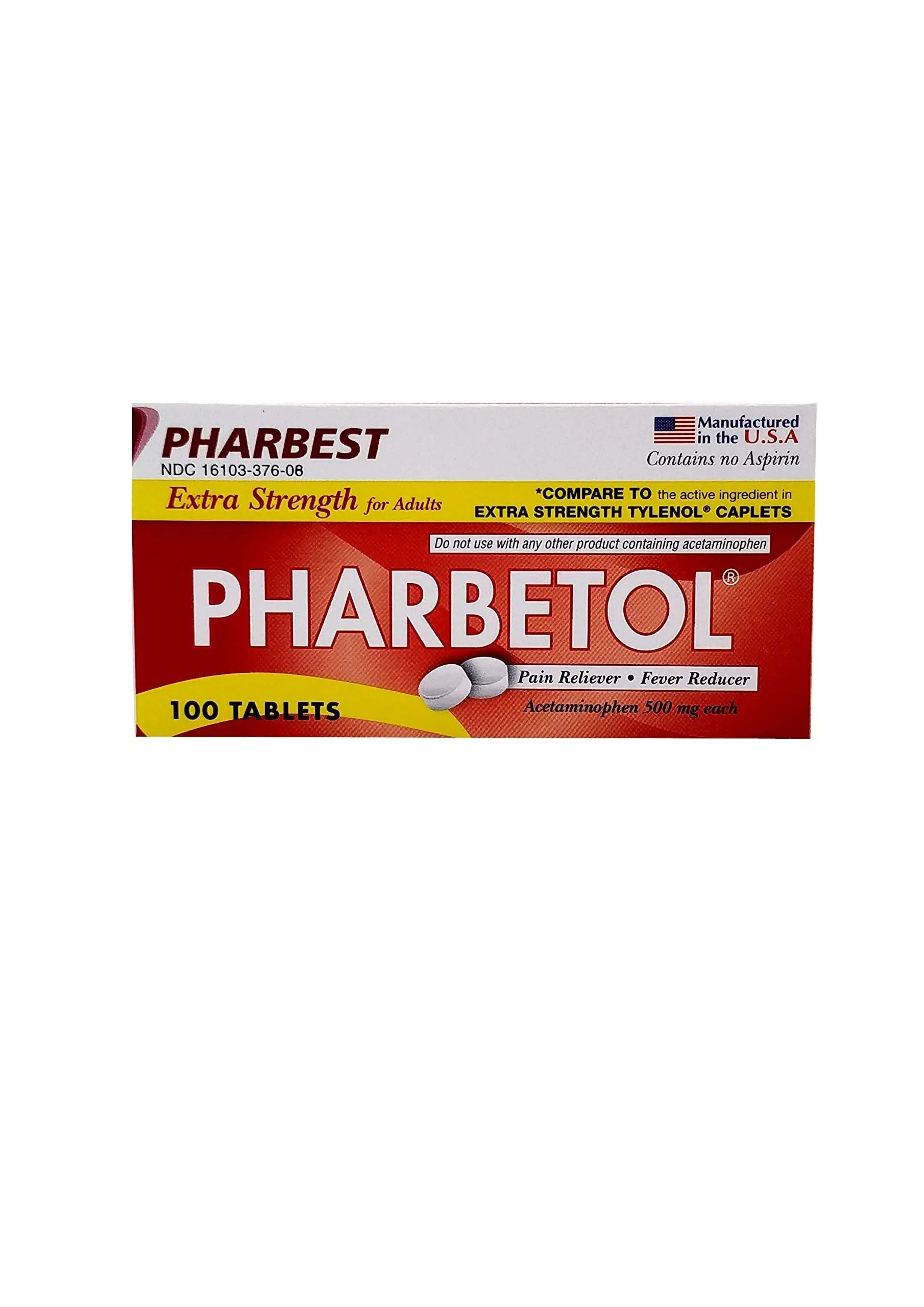 Pharbetol 500mg Extra Strength Tablets 100 Count (Generic Extra Strength) PHARBEST PHARMACEUTICALS uk supplements