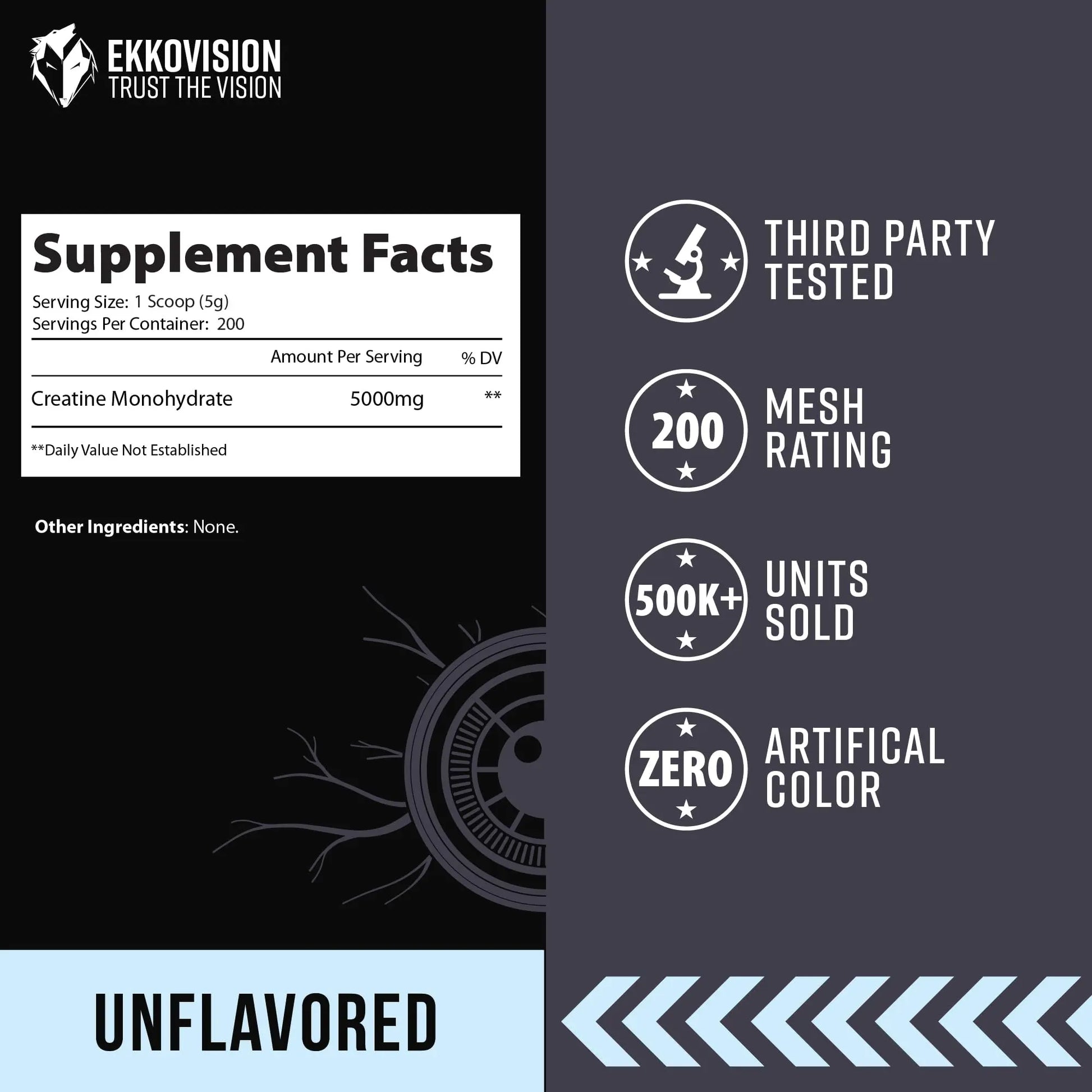 Ekkovision Creatine Monohydrate Powder, Micronized, Unflavored, Pre Workout & Post Workout Supplement for Men and Women, Energy Support, Easy to Mix in Shakes Ekkovision uk supplements