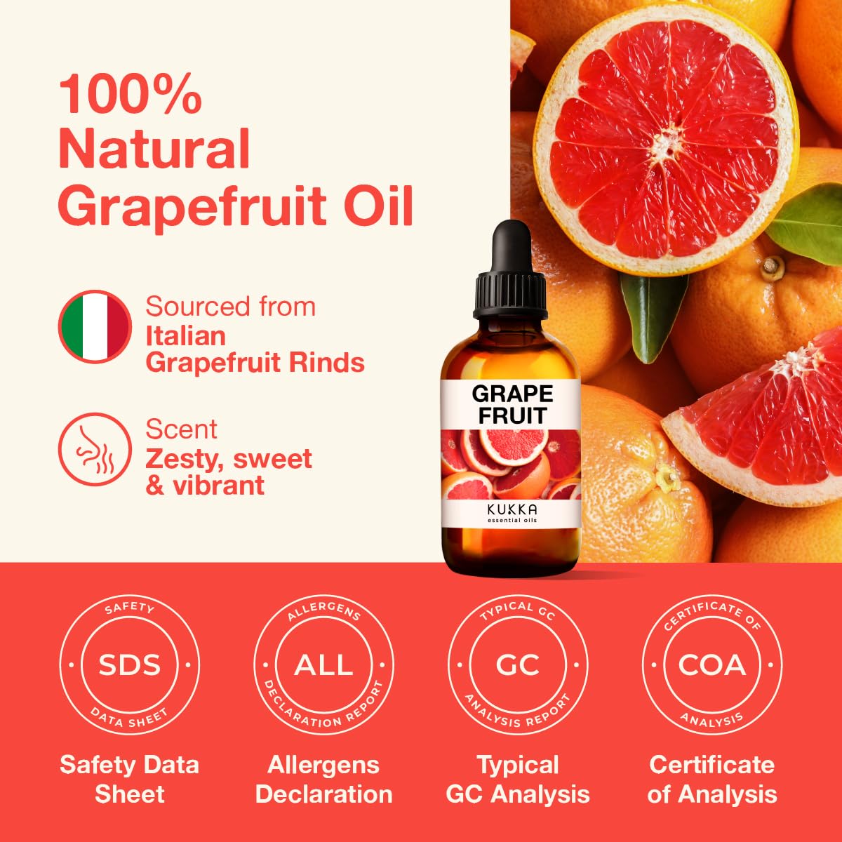 Kukka Grapefruit Essential Oil for Diffuser - 100% Natural Grapefruit Essential Oil for Skin KUKKA essential oils uk supplements