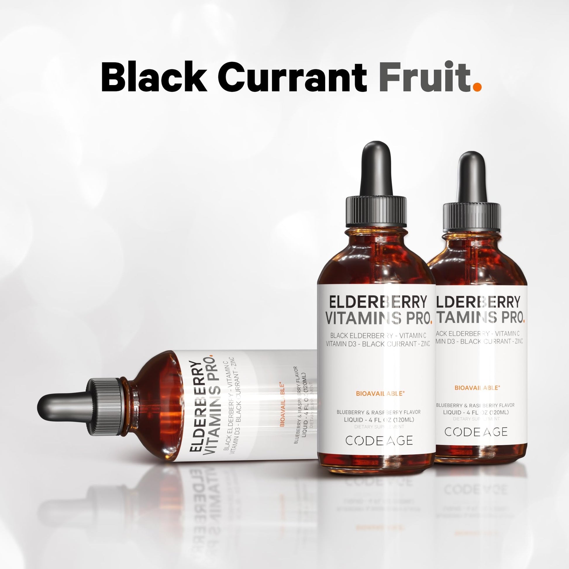 Codeage Elderberry Vitamins Pro - Organic Black Elderberry Liquid Drops - Vitamin C, D3, Zinc, Black Currant - 2-Month Supply - Black Sambucus Liquid - Supplement for Adults & Kids - 4 fl oz Codeage uk supplements