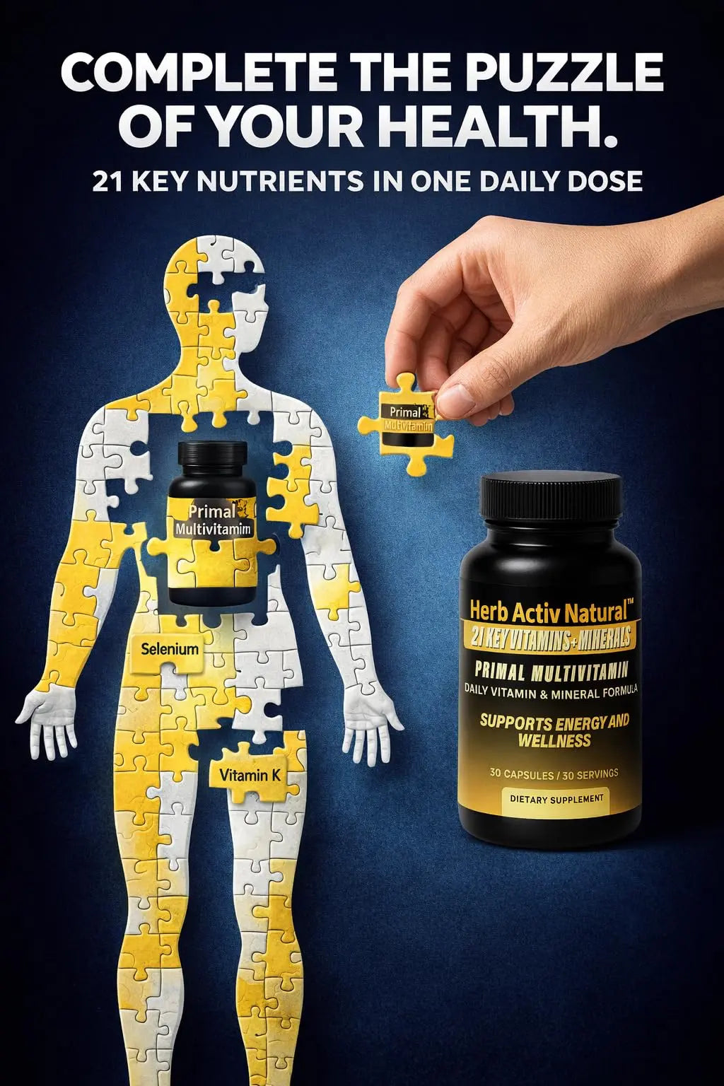 Herb Activ Natural Primal Multivitamin - 21 Essential Vitamins & Minerals - Daily Vitamin & Mineral Supplement - Energy & Wellness Support - 30 Capsules Herb Activ Natural uk supplements