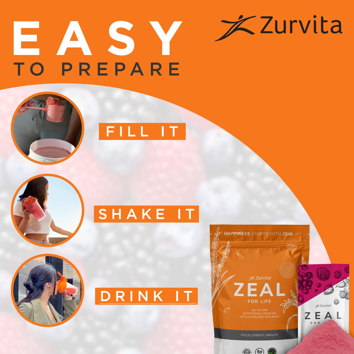 Zurvita - Zeal for Life Wellness Drink Mix - Wild Berry (Classic) Flavor - Gluten-Free, Vegan, with Vitamins and Minerals - 10 Single Packets Zurvita uk supplements