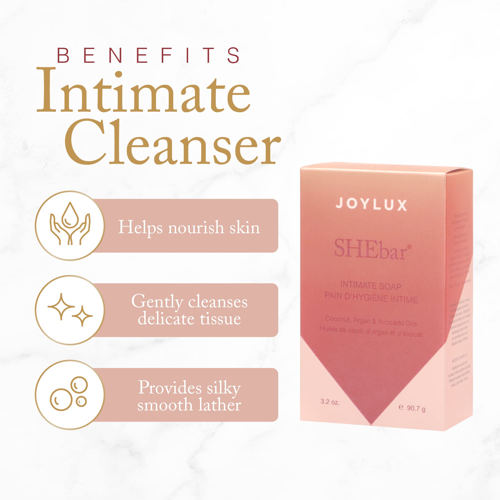 Joylux - SHEbar, Feminine Cleansing Bar, Yoni Bar, pH-Balanced Formula, Clean & Gentle Ingredients Joylux uk supplements
