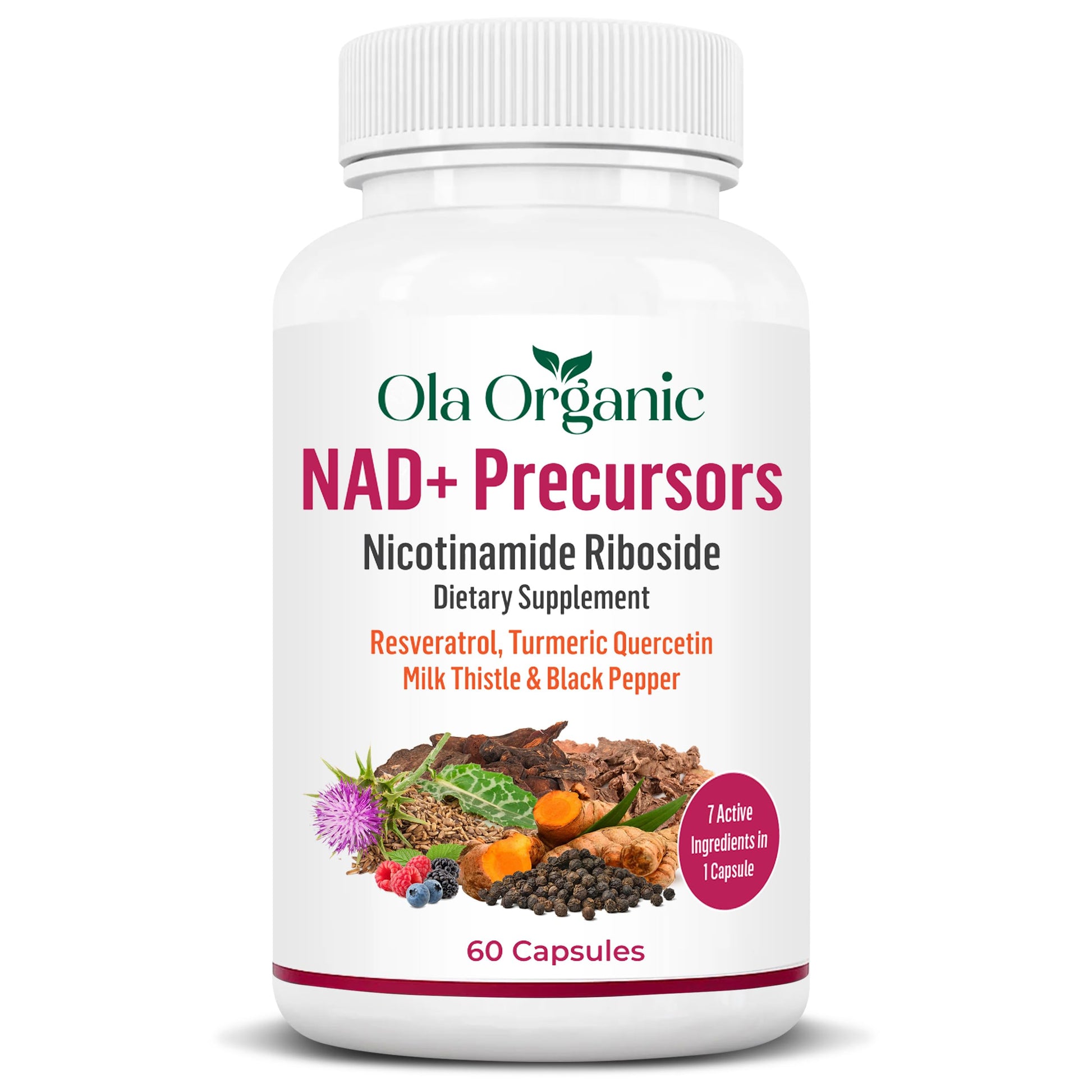 NAD+ Supplement & NAD Booster for Cellular Energy and Healthy Aging – Plant-Based Nicotinamide Riboside (NR) NAD Precursor with Resveratrol, Turmeric, Quercetin, Rhodiola & Milk Thistle – 60 Capsules Ola Organic uk supplements
