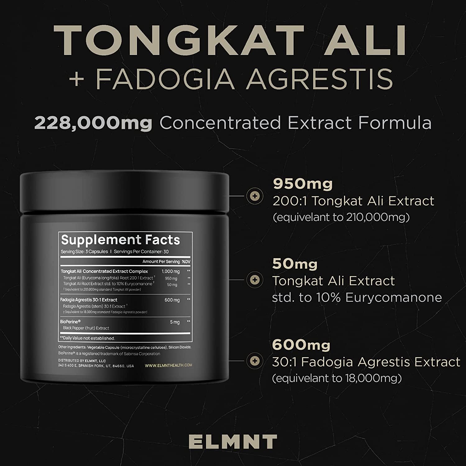 228,000mg 200x Strength Tongkat Ali for Men w. Fadogia Agrestis Extract - 10% Eurycomanone Longjack Highest Potency Fadogia Agrestis Tongkat Ali Supplement - Muscle Growth & Test Support Pills for Men TERRA ELMNT uk supplements
