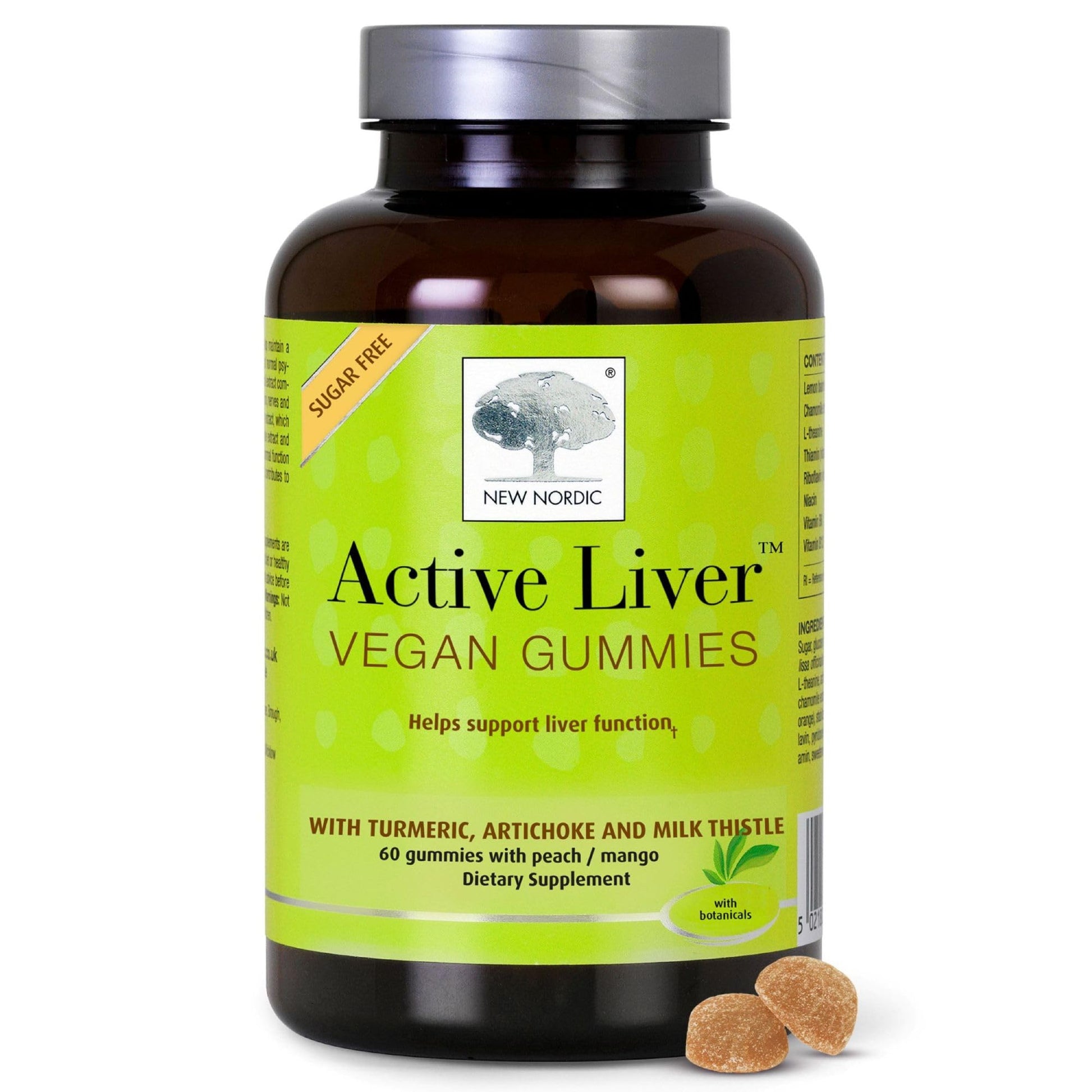 NEW NORDIC Active Liver Gummies, Milk Thistle, Artichoke & Turmeric Supplement, Natural Peach Mango Flavor, Sugar Free & Vegan, 60 Count (Pack of 1) NEW NORDIC uk supplements
