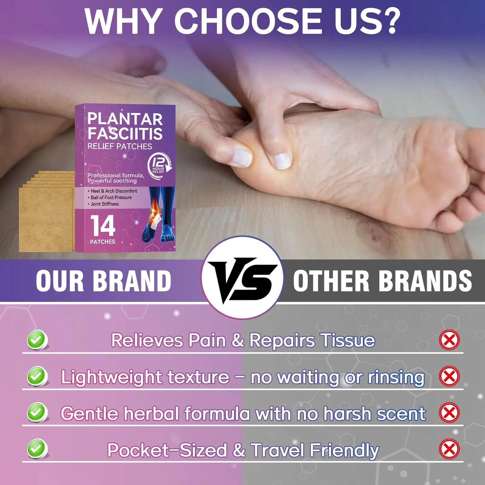 Mosconly Plantar Fasciitis Relief 14 Pcs, Natural Heel Discomfort Relief for Plantar Fasciitis, 12 Hour Maximum Strength Deep Hot, Soothing of Joint Soreness for Heel Discomfort Mosconly uk supplements