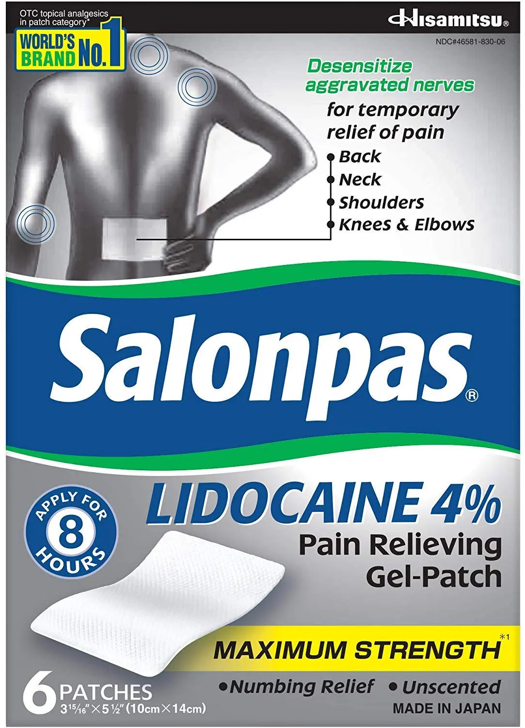Salonpas LIDOCAINE (5 Pack Bundle) Pain Relieving Maximum Strength Gel Patch! Salonpas uk supplements