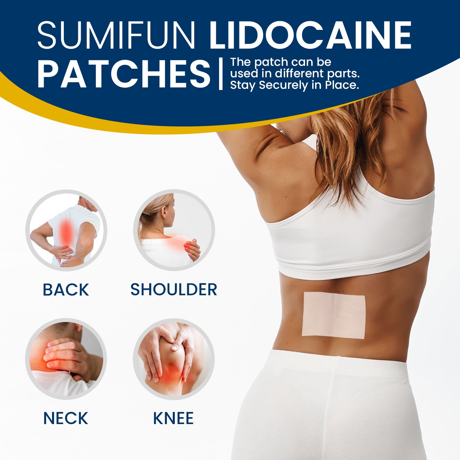 Sumifun 4% Lidocaine Pain Relief Patches - 18 Count Patches for Back, Shoulder, Muscle, Joints, Knee Pain Relief - Lower Back Pain Relief Products - Pain Patches Maximum Strength Lidocaine Sumifun uk supplements